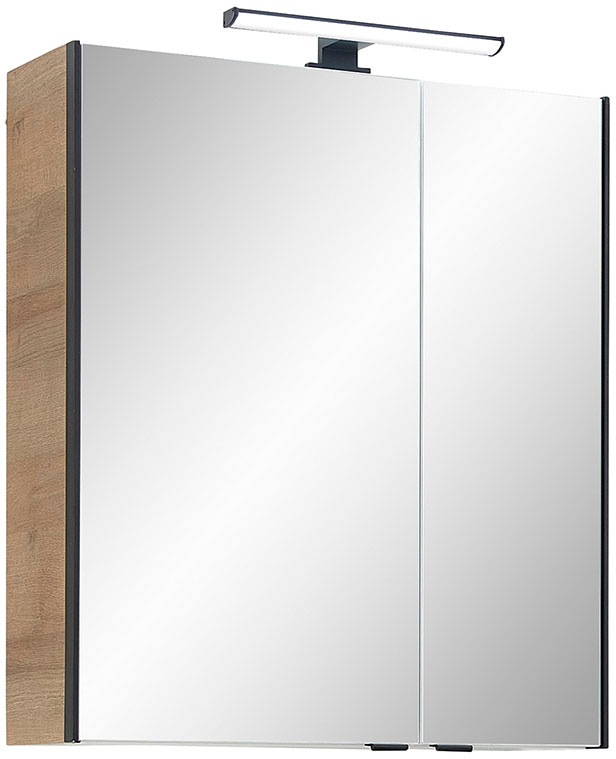 Saphir Badmöbel-Set »Quickset 395 4-teilig, Waschbeckenunterschrank mit LED-Spiegelschrank«, (5 St.), Unterschrank, Midischrank, inkl. Türdämpfer, 7 Türen, 2 Schubladen