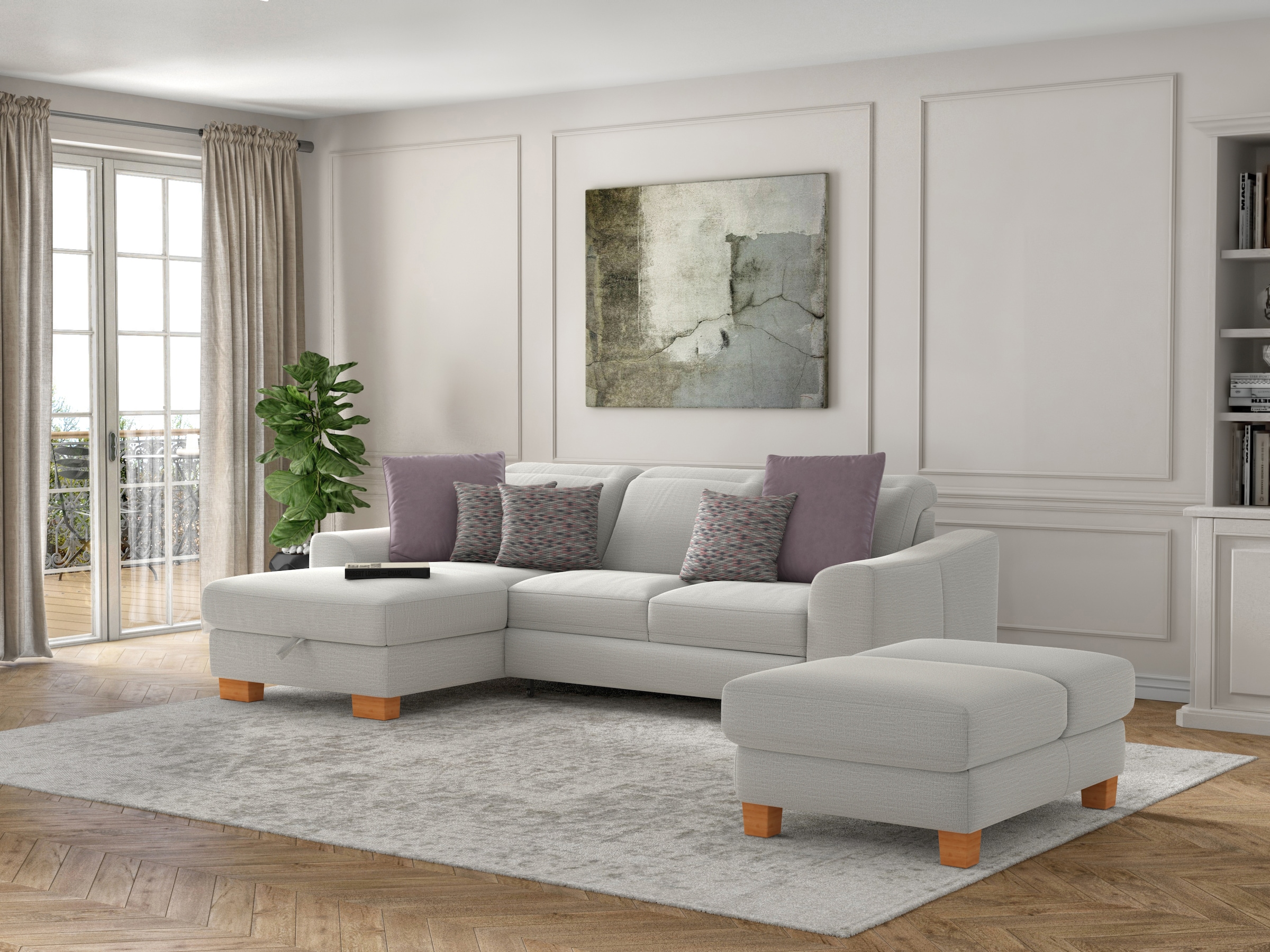 sit&more Polsterhocker »Dundee«, mit Klappfunktion, Federkern und hochwertigen Massivholzfüßen