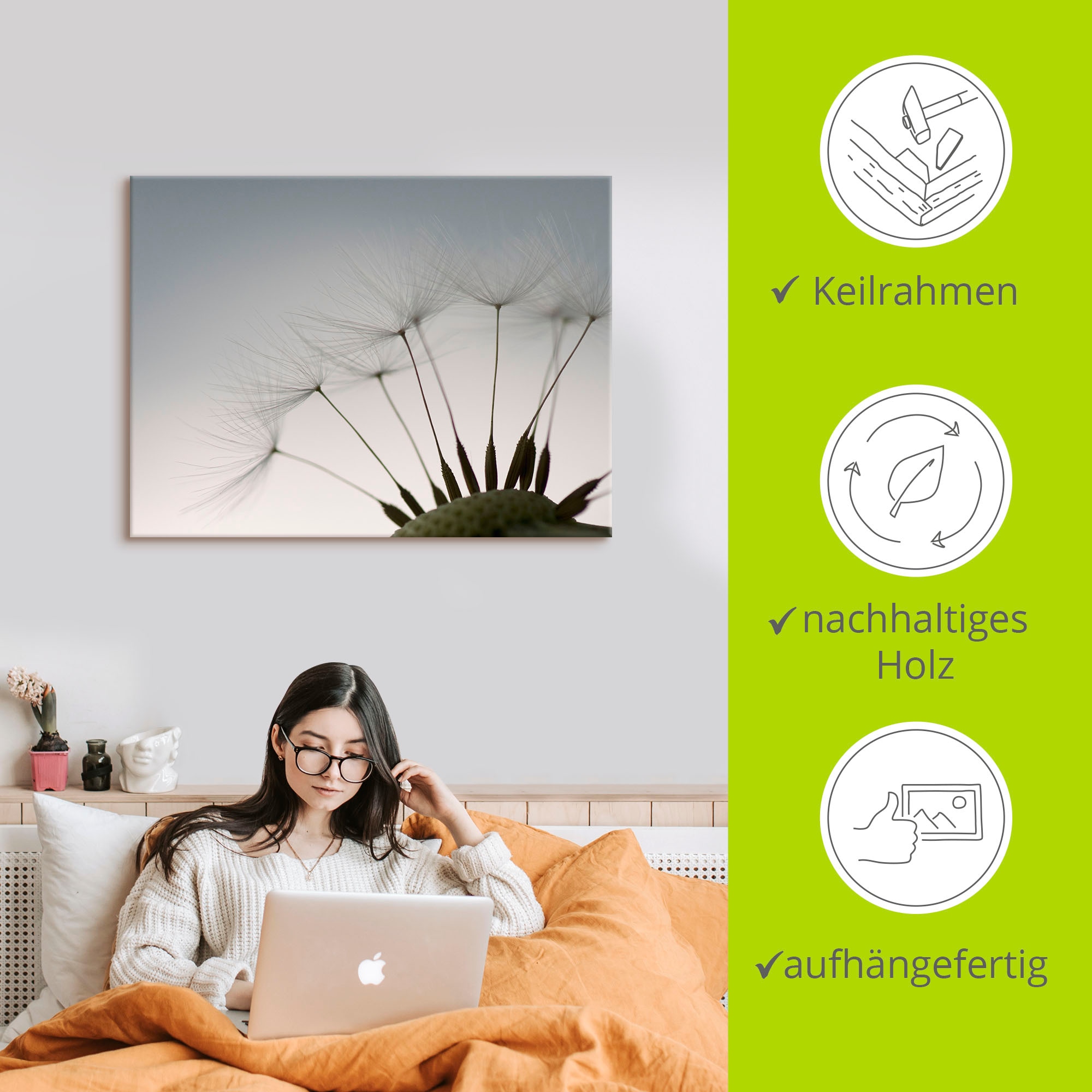 Artland Wandbild »Pusteblumen-Samen I«, Blumen, (1 St.), als Alubild, Outdoorbild, Leinwandbild, Poster in verschied. Größen