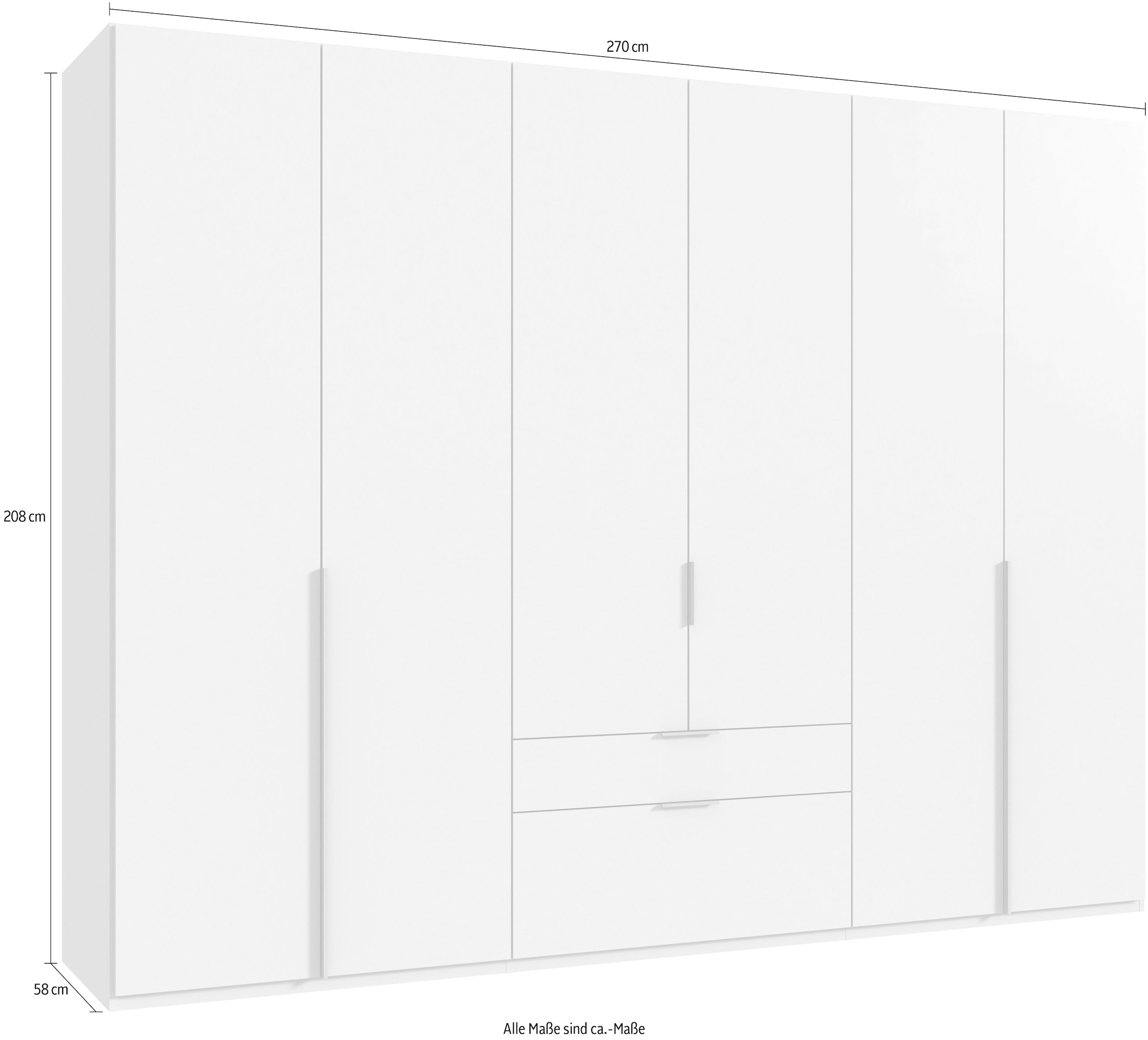Wimex Drehtürenschrank »Mugano« mit langen oder kurzen Griffen aus Metall,  in vielen Breiten, 208 oder 236 cm hoch, Made in Germany