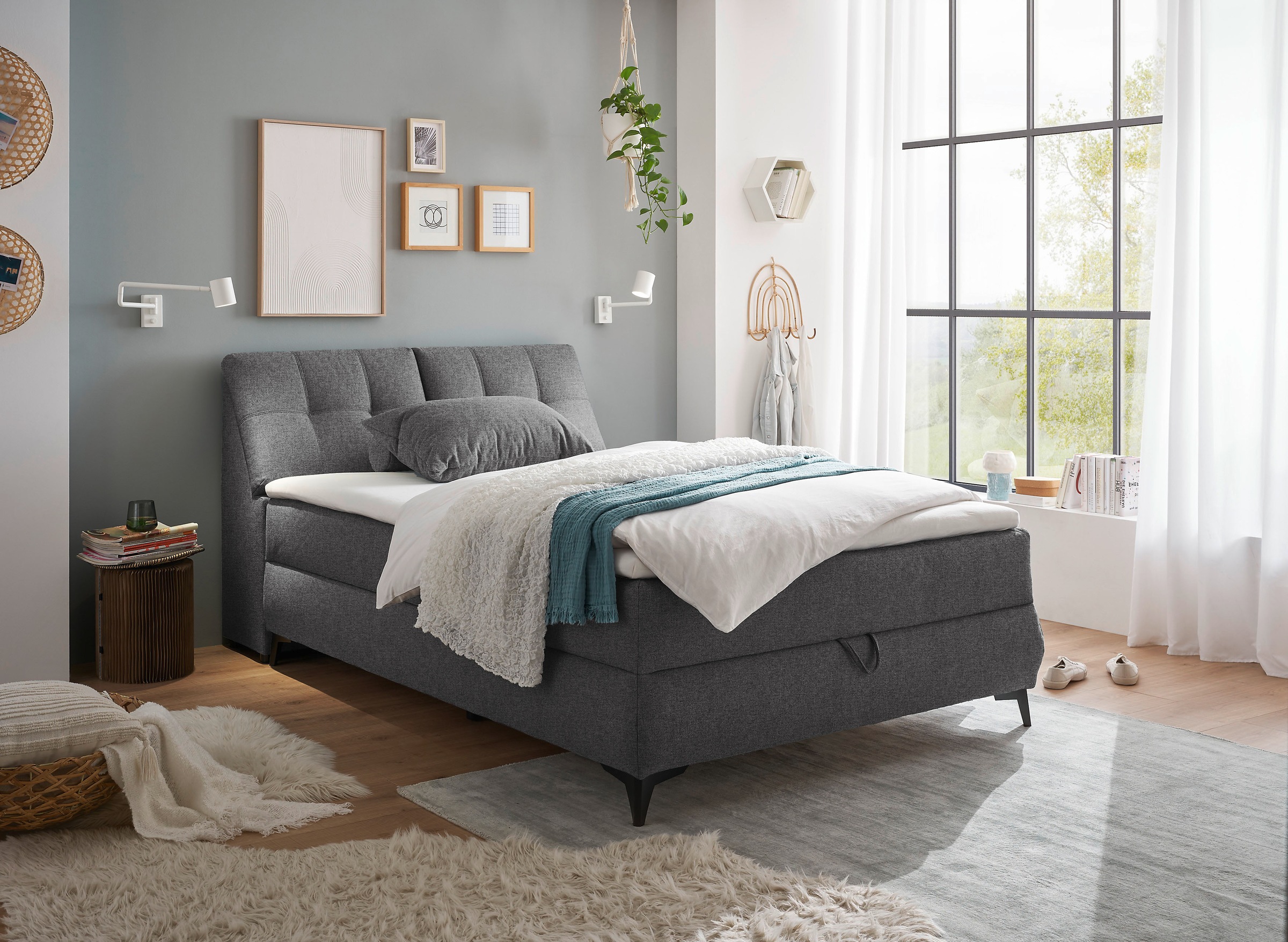 ED EXCITING DESIGN Boxbett »Atlantis«, mit Bettkasten und Stauraum im Kopfteil