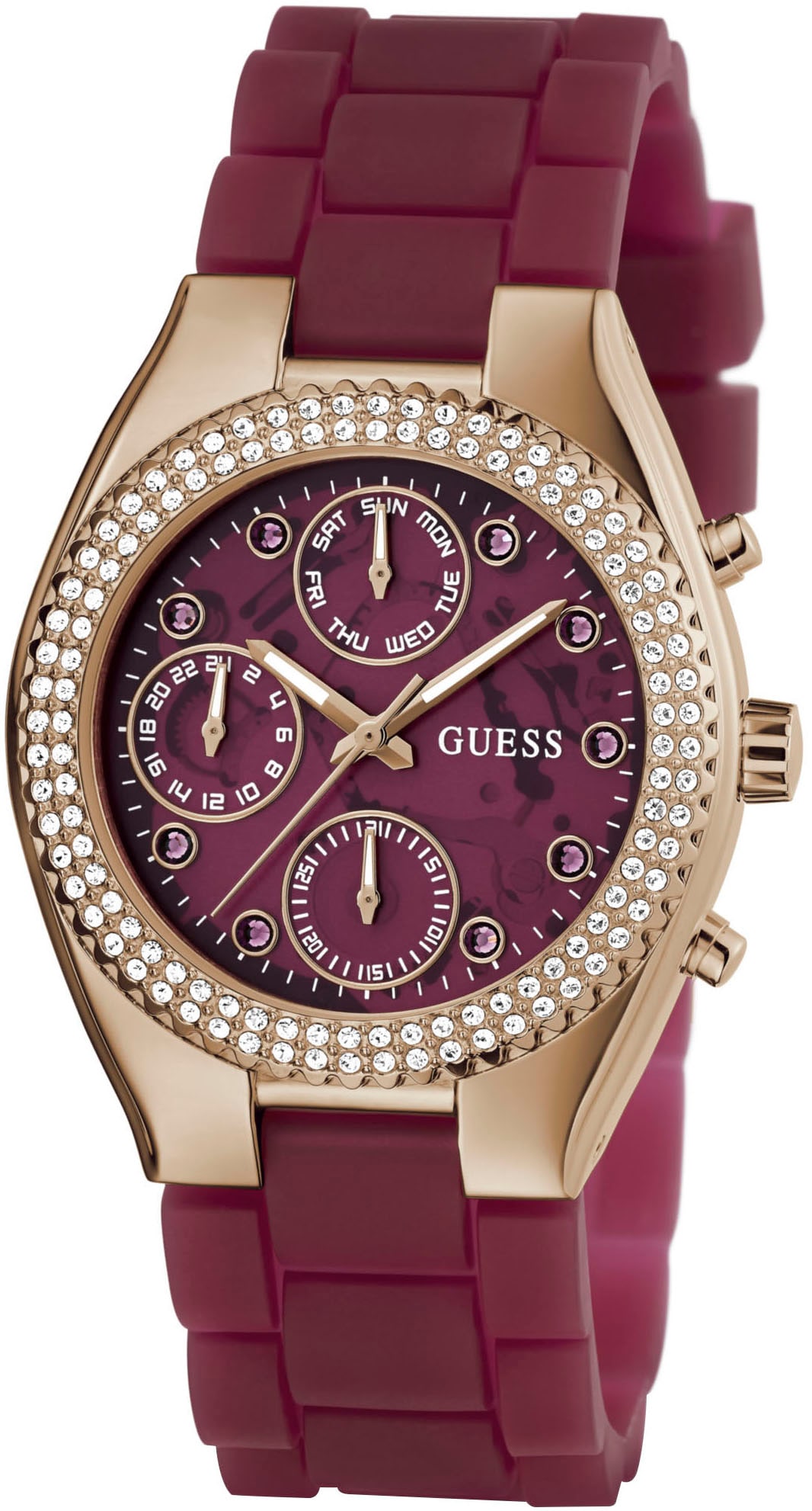Guess Multifunktionsuhr »JELLY«, Quarzuhr, Armbanduhr, Damenuhr, Datum, 12/24-Std.-Anzeige