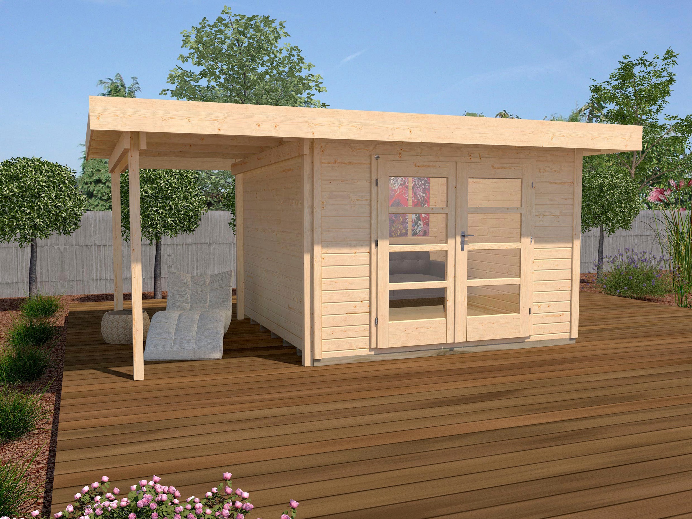weka Gartenhaus »Designhaus 126 Plus« mit Anbaudach