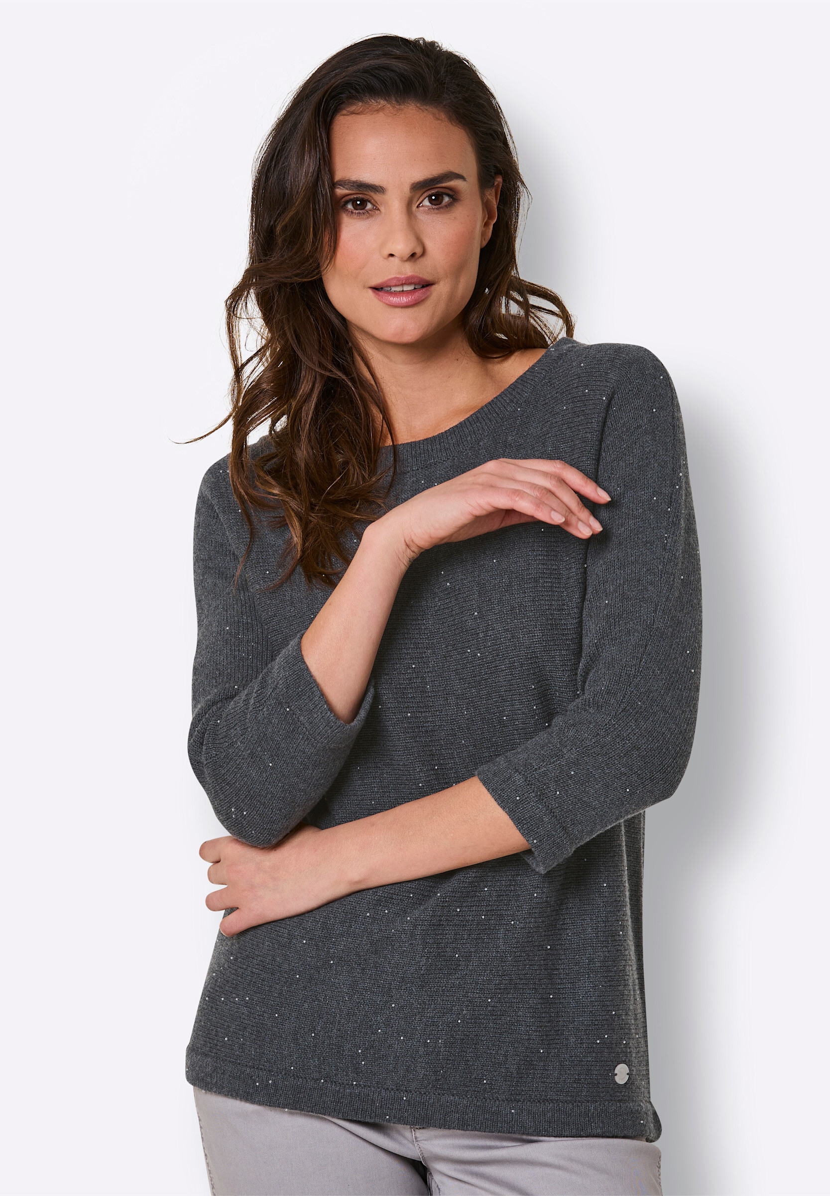 creation L Strickpullover »Kaschmir-Woll-Pullover Langarm-Pullover mit 10% Kaschmir und Zierperlen«