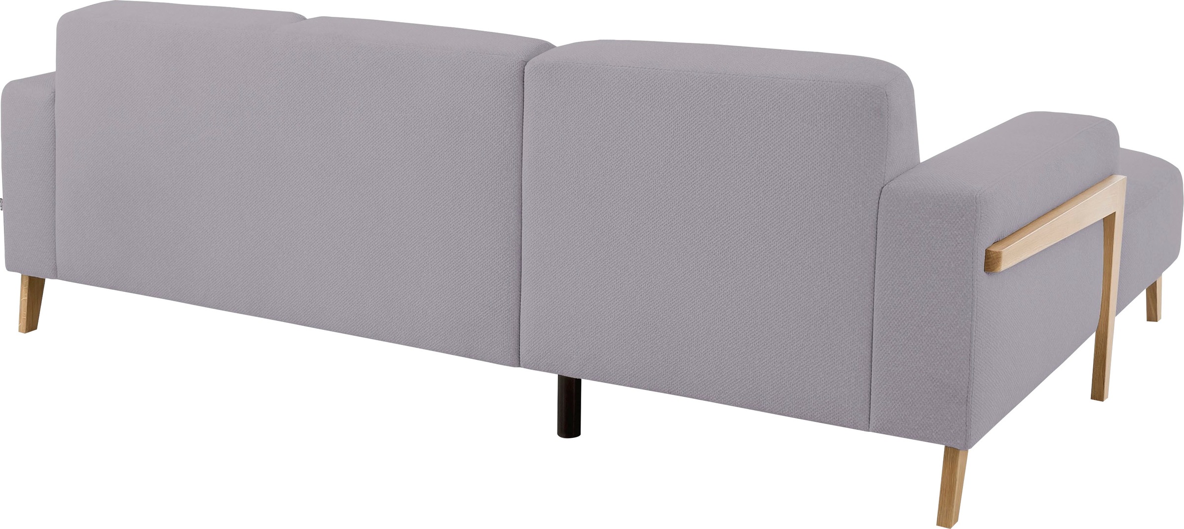 exxpo - sofa fashion Ecksofa »Starr Scandic Design, tolle Verarbeitung, bequem, Sichtholz am Armteil«, L-Form, wahlw. elektrische Sitztiefenverstellung, Massivholzfüße