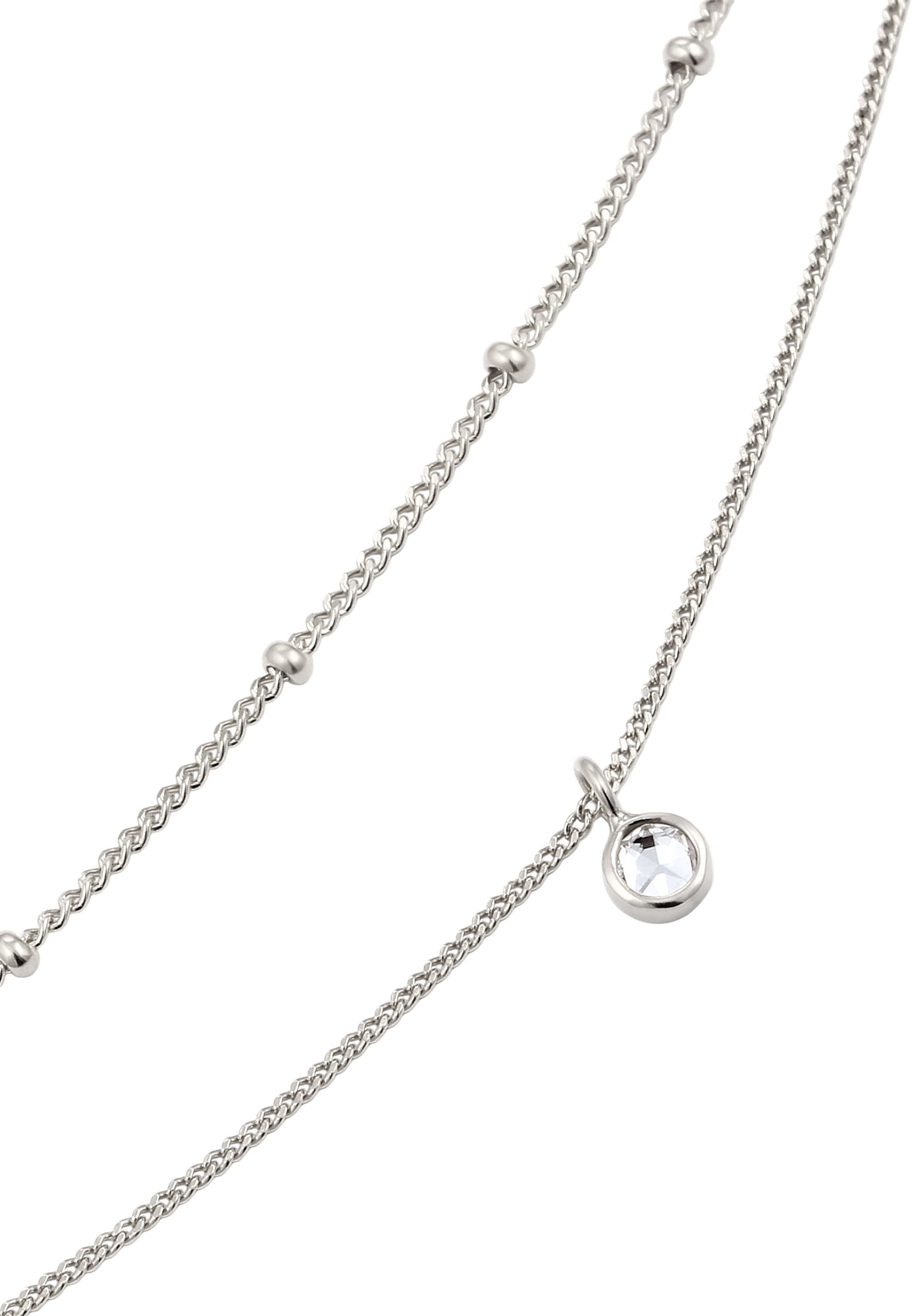 Elli Silberkette »Fußschmuck Layer Kugeln Weiß 925 Sterling Silber, mit Kristallen von Swarovski®«