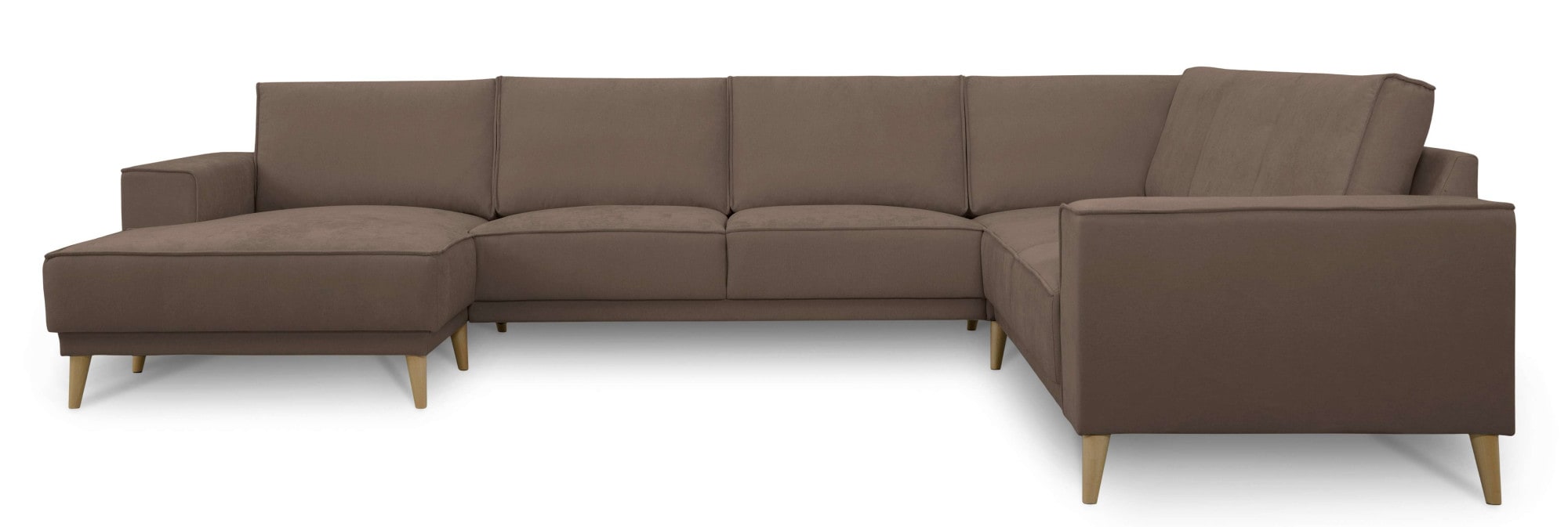 OTTO home Wohnlandschaft »Oland Skandi, weicher Chenille-Stoff« U-Form, 342 cm, Wellenunterfederung, Skandi-Design, Massivholzfüße