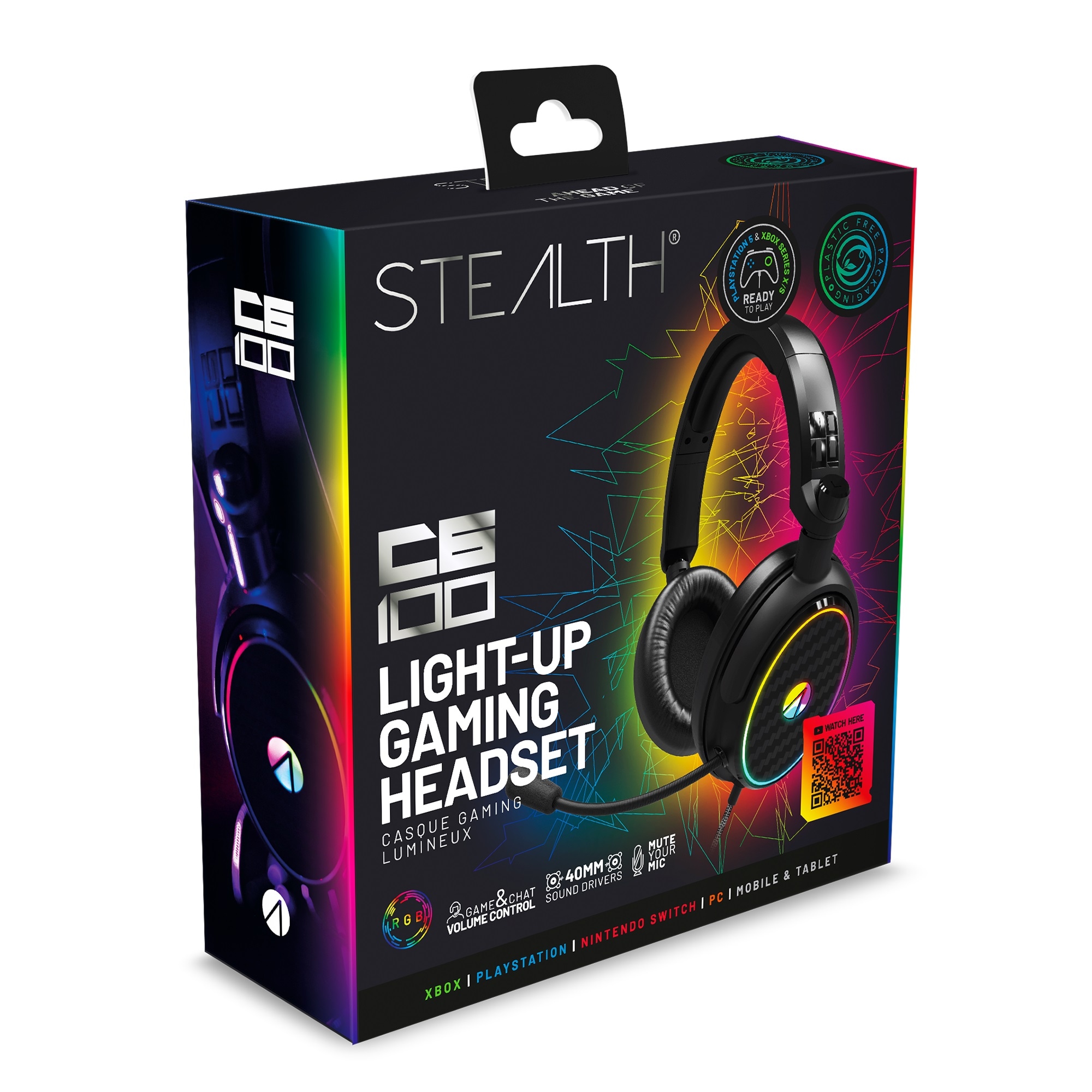 Stealth Gaming-Headset »Stereo Gaming Headset C6-100 mit LED Beleuchtung«, Plastikfreie Verpackung