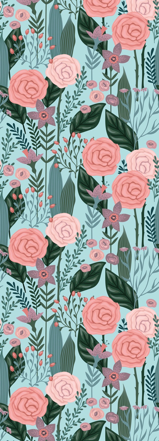 queence Vinyltapete »Gia«, bedruckt-Motiv-botanisch-floral-gemustert-natürlich, 90x250cm, selbstklebend, kinderleichte Anbringung, Sticker