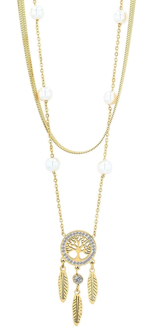 Adelia´s Schlangenkette »Damen Halskette ¿ Schlangenkette Lebensbaum aus Edelstahl mit Perle 40 cm«