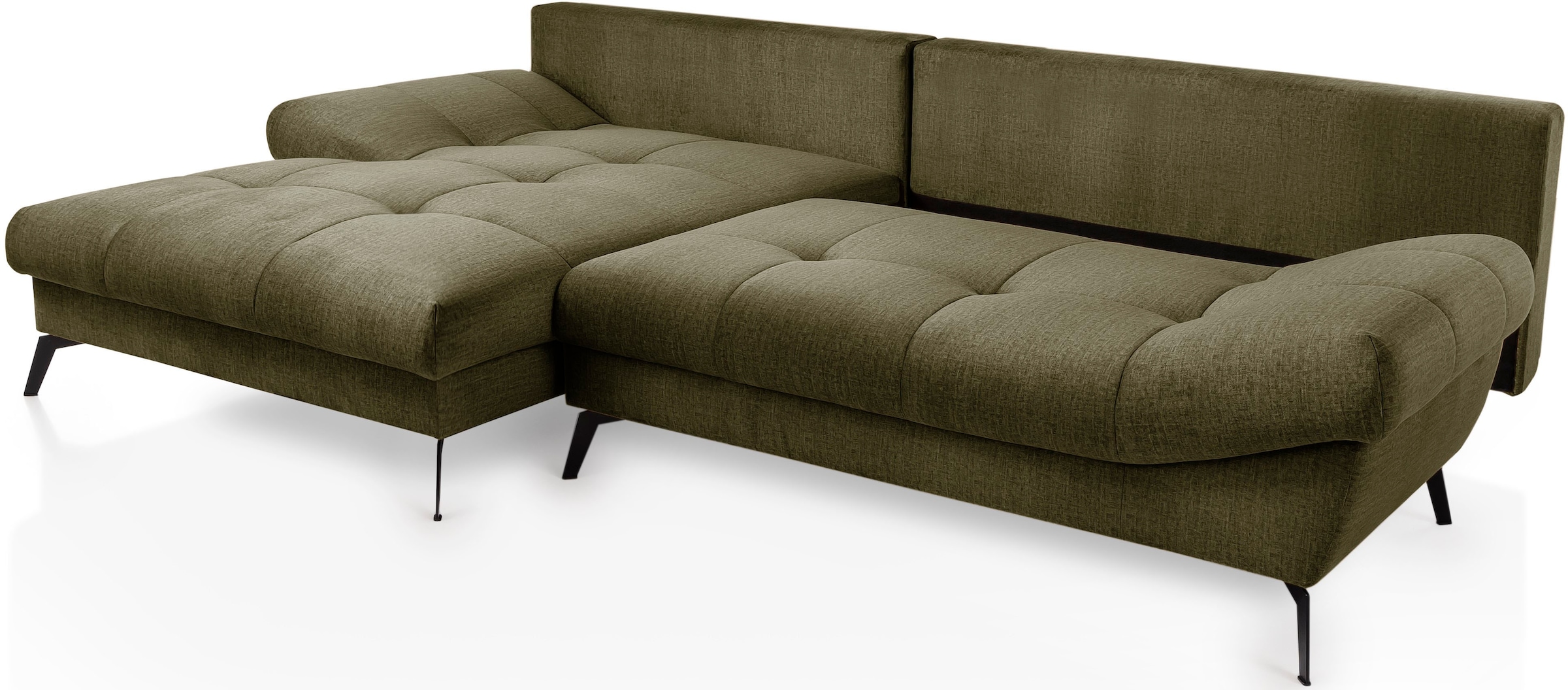 exxpo - sofa fashion Ecksofa »Olmedo, extravagantes Design und toller Sitzkomfort, L-Form«, inklusive Bettfunktion, Bettkasten und Rückenkissen