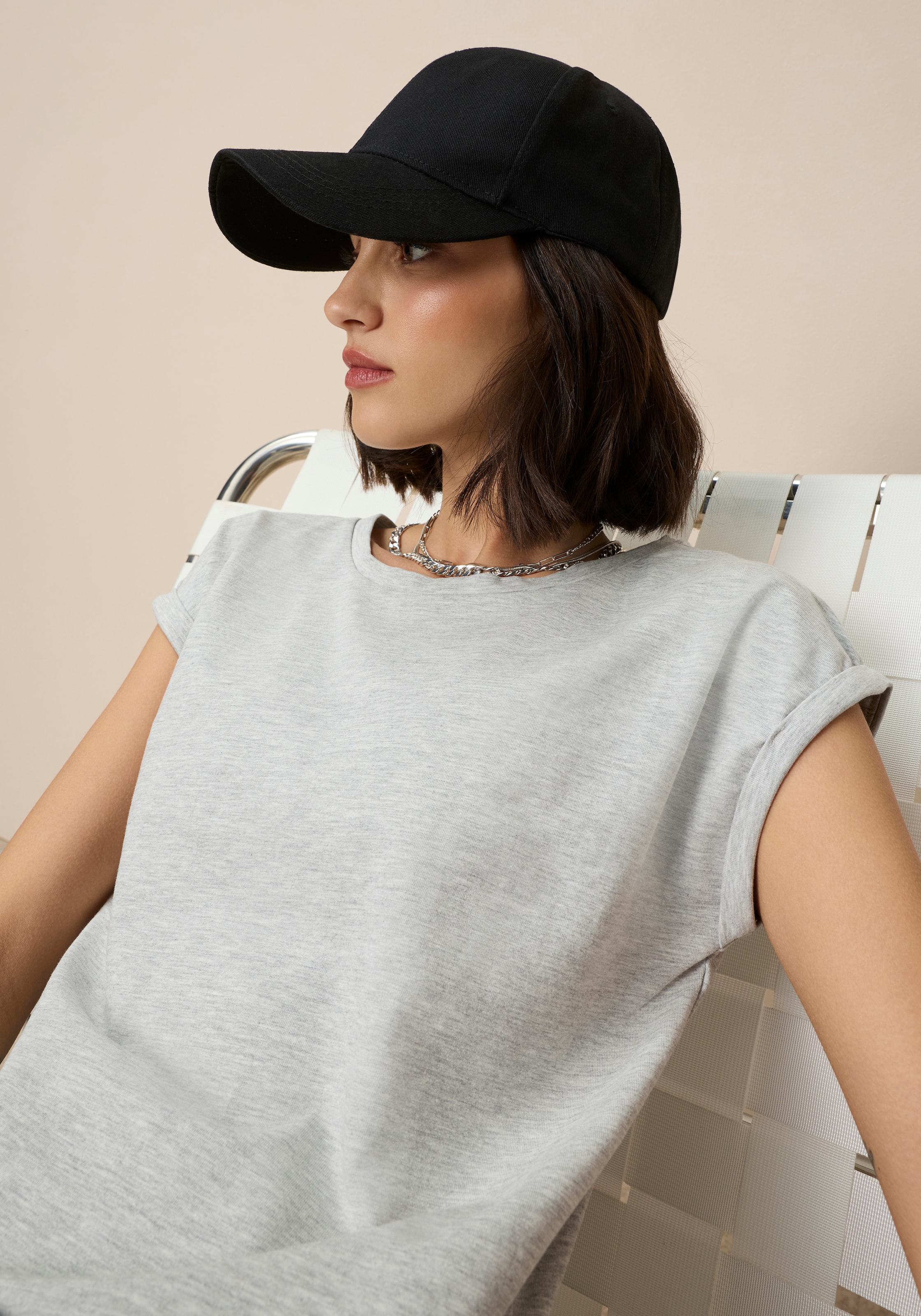 Tamaris T-Shirt Regular Fit, mit überlappenden Schultern, Kurzarm mit Aufschlag