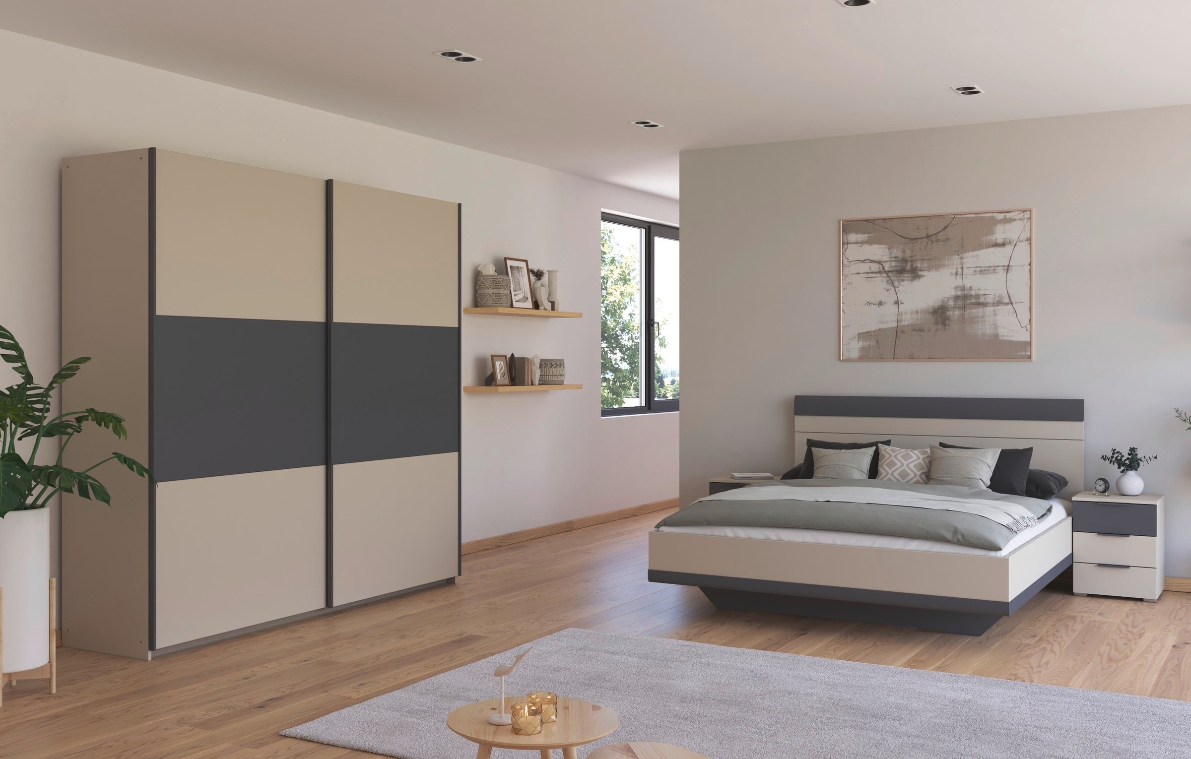 rauch Schlafzimmer-Set »Komplettschlafzimmer Schlafzimmer Schlafzimmermöbel SAJO« Set, Set: Kleiderschrank mit/ohne Spiegel, Bett in 2 Breiten, 2 Nachttische, 4 Stk. tlg. optional mit Spiegel am Kleiderschrank MADE IN GERMANY