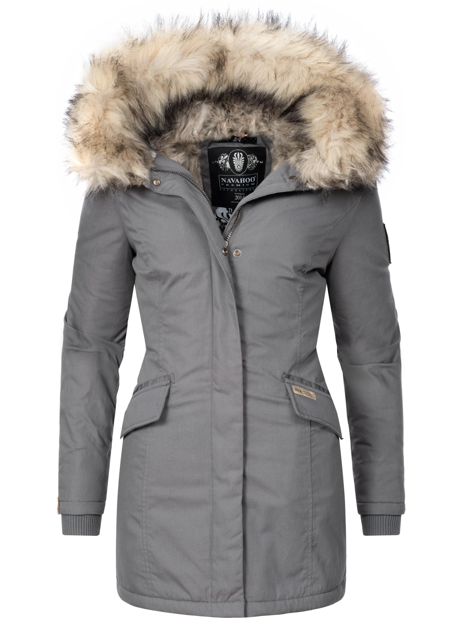Navahoo Wintermantel »Wintermantel Cristal«, stylischer Damen Winterparka mit Kunstfell-Kapuze