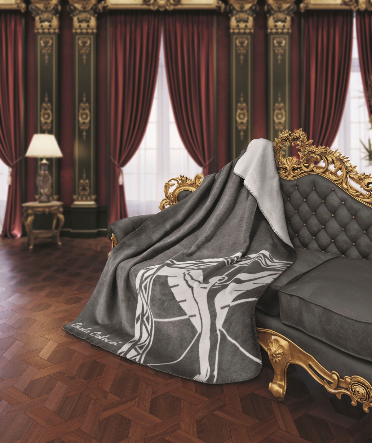 CARLO COLUCCI Wohndecke »Raphaela«, Ikarus Logo und Logoschriftzug, Kuscheldecke