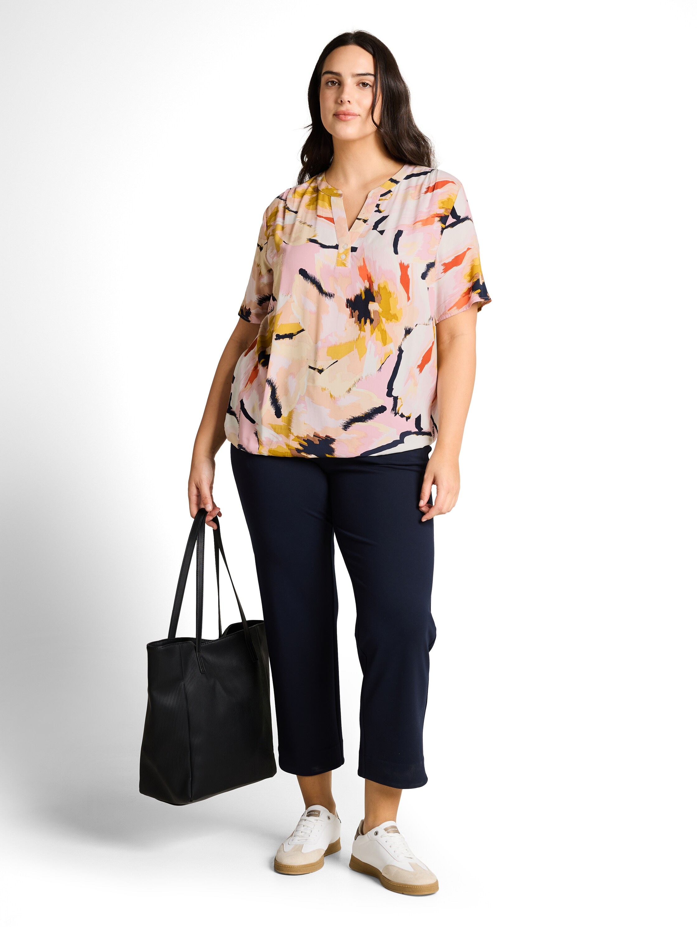 TOM TAILOR PLUS Kurzarmbluse mit Allover-Print - Große Größen