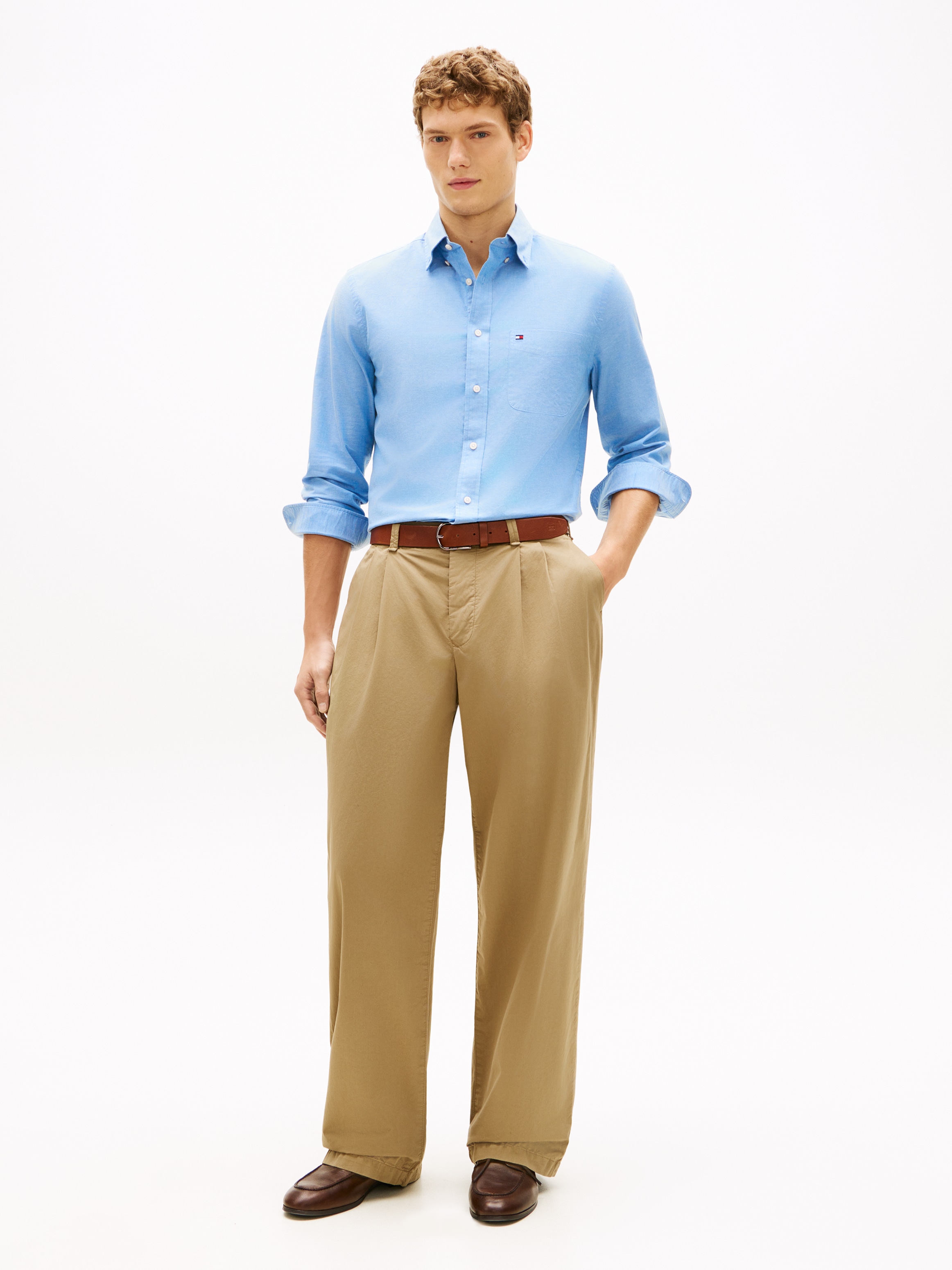 Tommy Hilfiger Langarmhemd »LIGHT OXFORD SOLID Slim Fit«