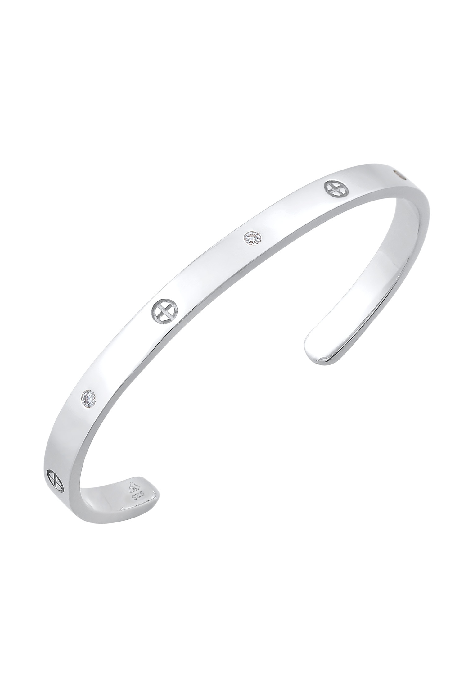 Elli Premium Armreif »Armband Geo Bangle Kreuz Minimal Zirkonia 925 Silber«