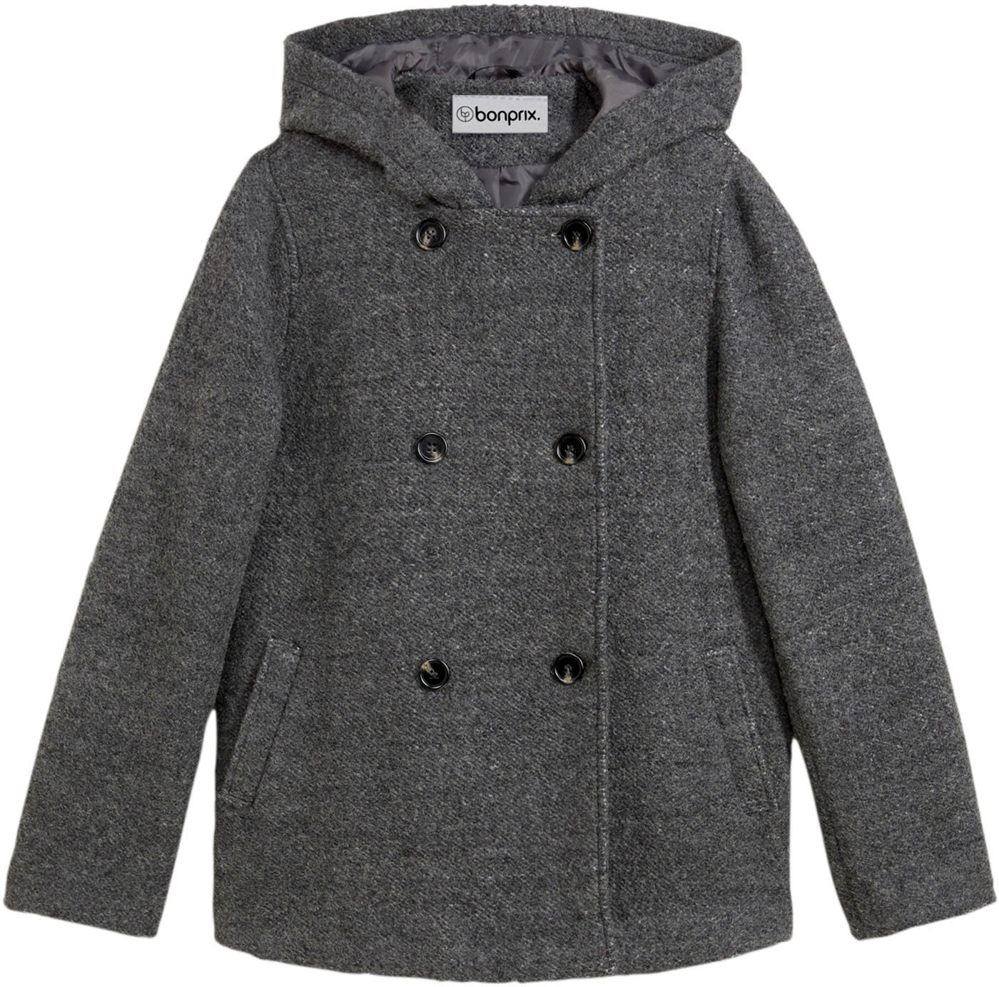 bonprix Cabanjacke mit Kapuze moderner Look, aus kuscheligem Bouclé-Material, mit Kapuze