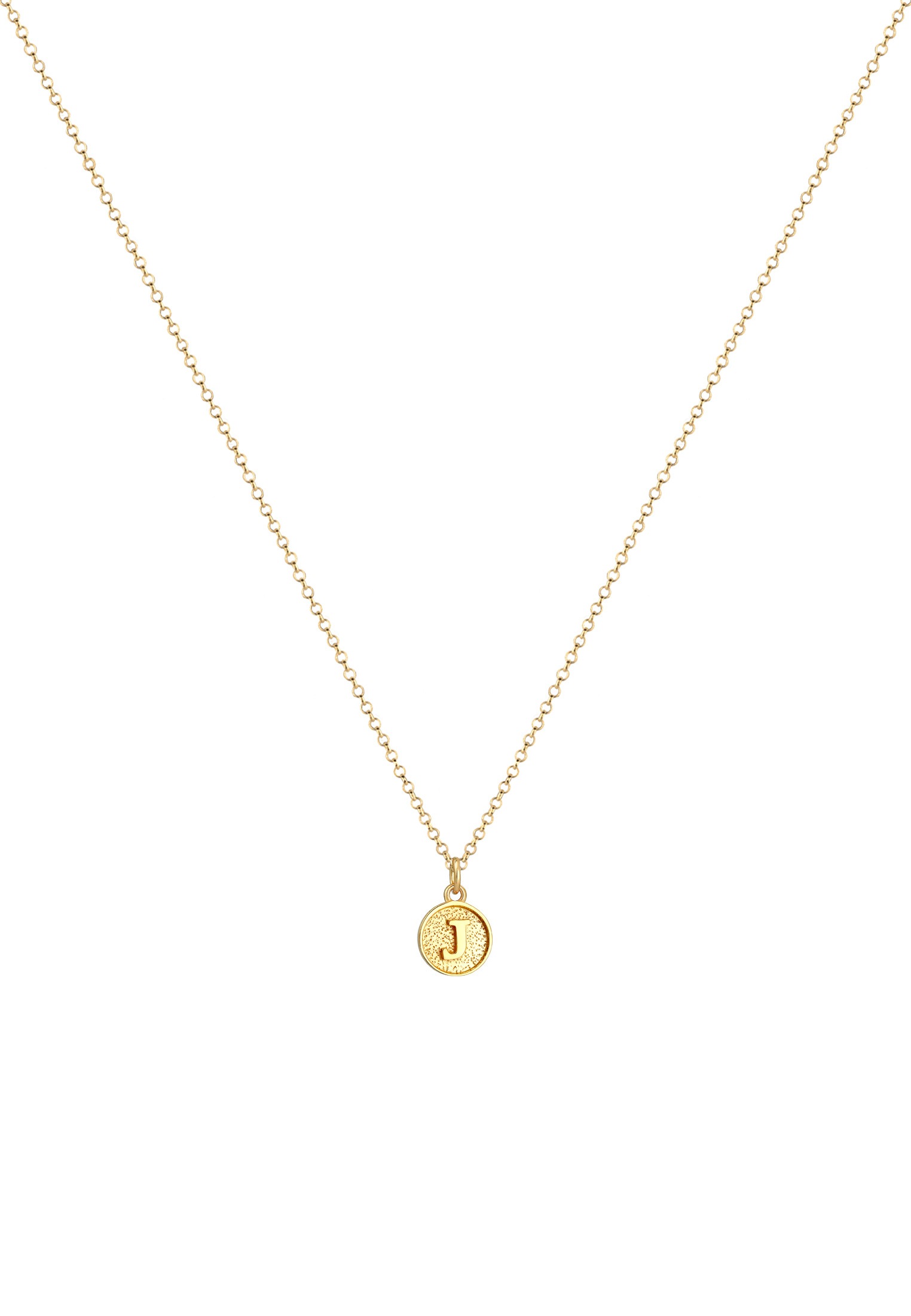 Elli Kette mit Anhänger »Halskette Plättchen Vintage Buchstabe J Initialen 925 Sterling Silber«