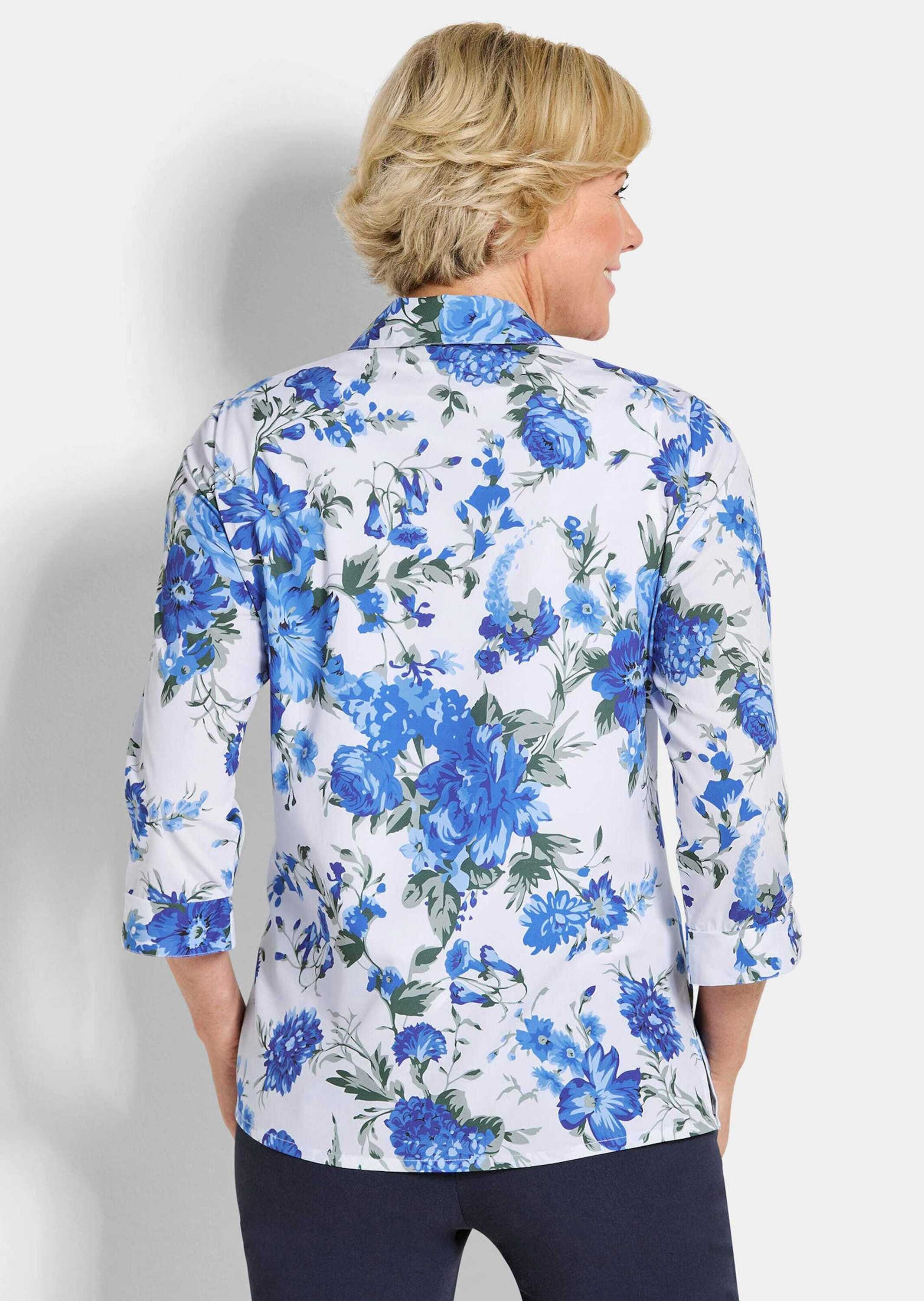 GOLDNER Klassische Bluse »Kurzgröße Hemdbluse mit Spitzenshirt« Spitzeneinsatz