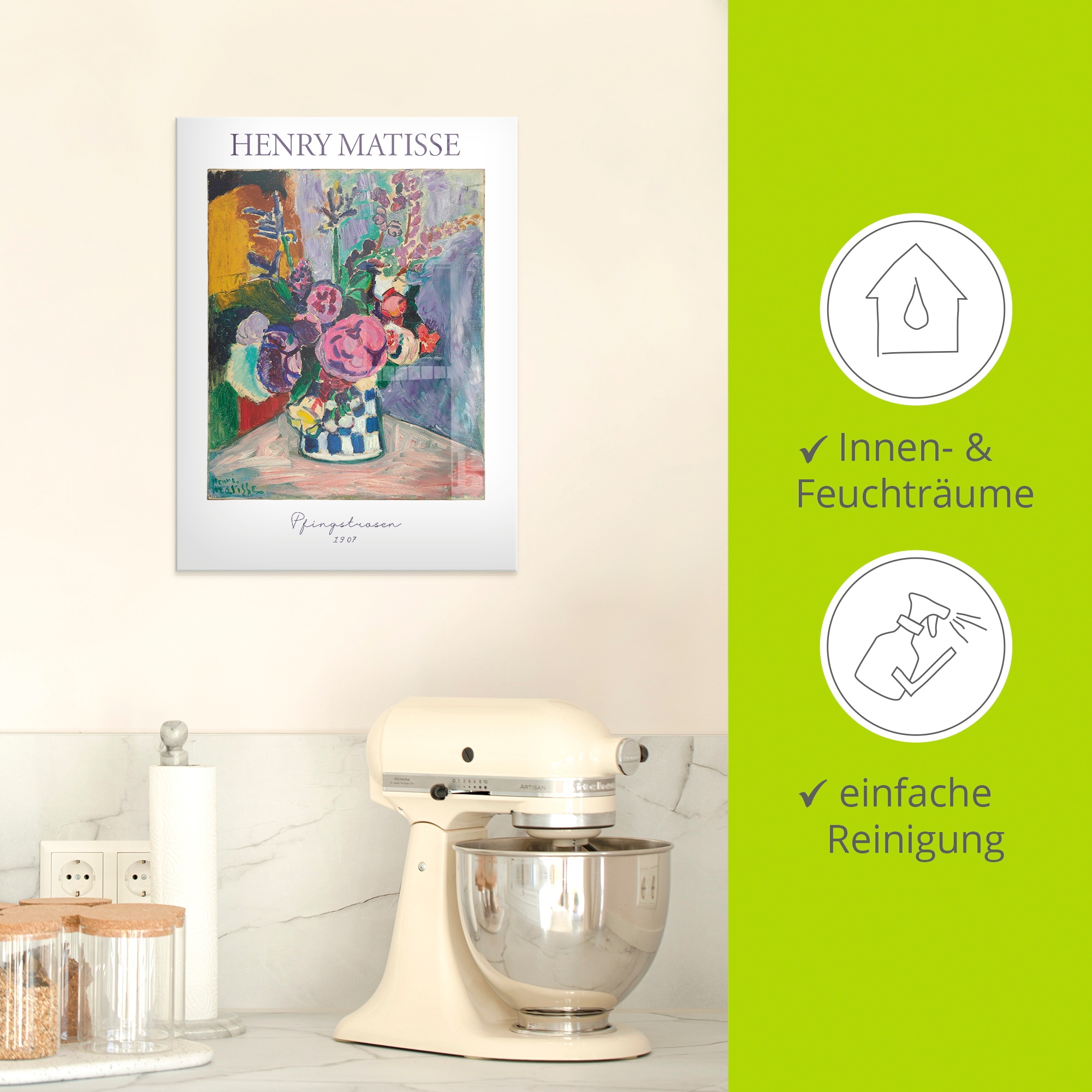 Artland Glasbild »Pfingstrosen. 1907« Arrangements 1 Stk. tlg. in verschiedenen Größen