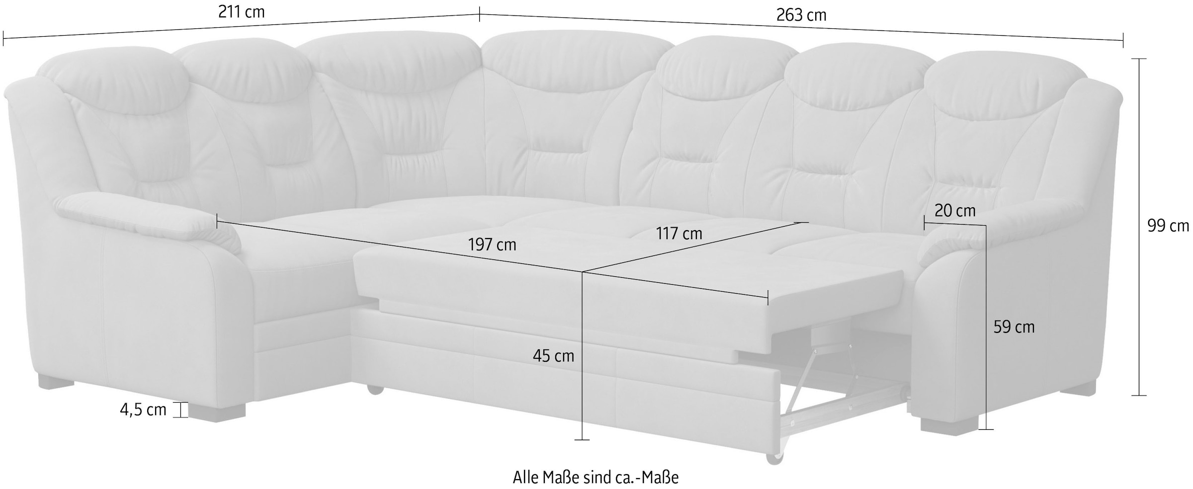 COTTA Ecksofa »Marcus L-Form«, Bequemes Ecksofa in klassischem Design mit hoher Rückenlehne