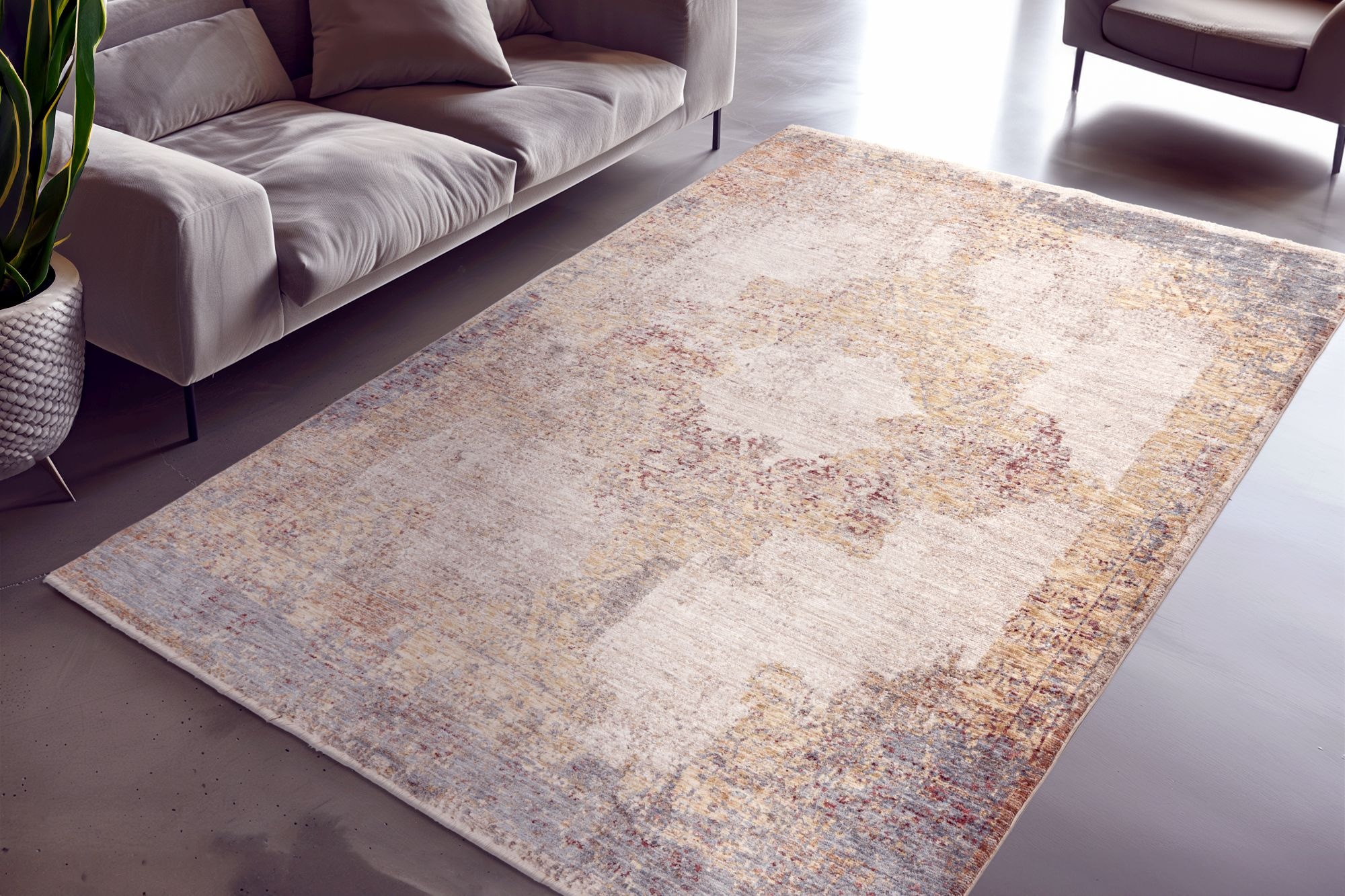 Kayoom Teppich »Pono 722« rechteckig 10 mm Höhe Kurzflor, Vintage, Modernes Muster, Fußbodenheizungsgeeignet