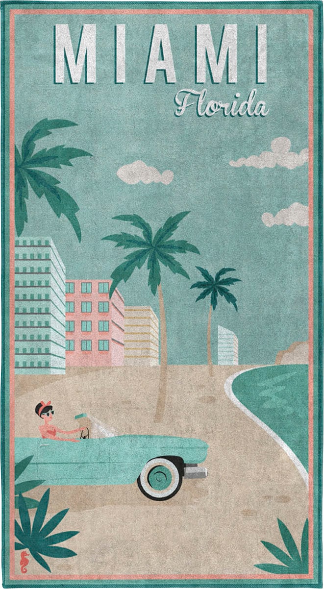 Strandtuch »Miami«, (1 St.), mit Miami Beach Aufdruck