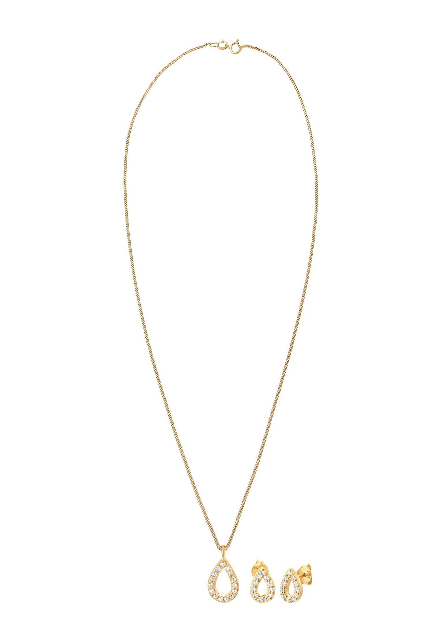 Elli Ohrring und Ketten Set »Schmuckset Tropfen Zirkonia Elegant 925 Silber«