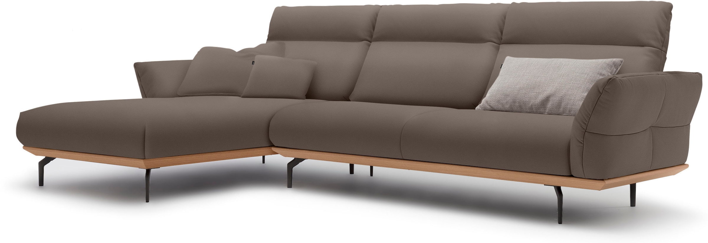 Creation BY ROLF BENZ Ecksofa »CR.460«, Sockel in Eiche, Winkelfüße in Umbragrau, Breite 318 cm