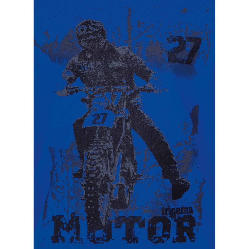 Trigema T-Shirt »TRIGEMA Langarm-Shirt mit Motorrad-Druckmotiv«, (1 tlg.)