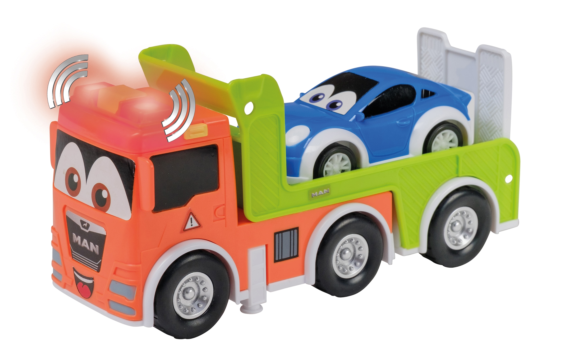 Happy People Spielzeug-LKW »MAN KIDS Autotransporter mit PKW« mit Licht und Sound