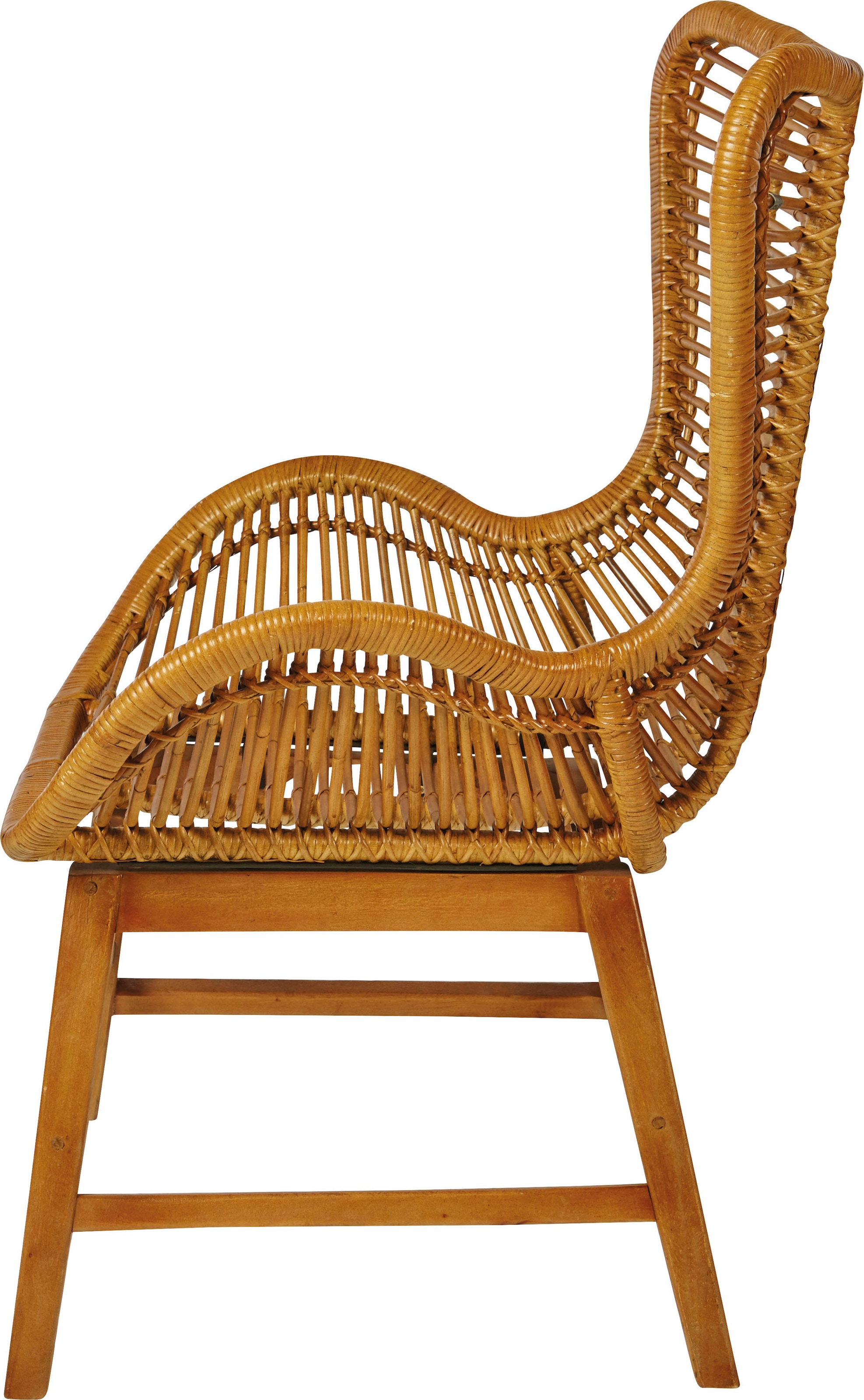 TOM TAILOR HOME Sessel »T-RATTAN ARMCHAIR«, Rattanarmlehnstuhl mit Teakholzgestell und organischer Form