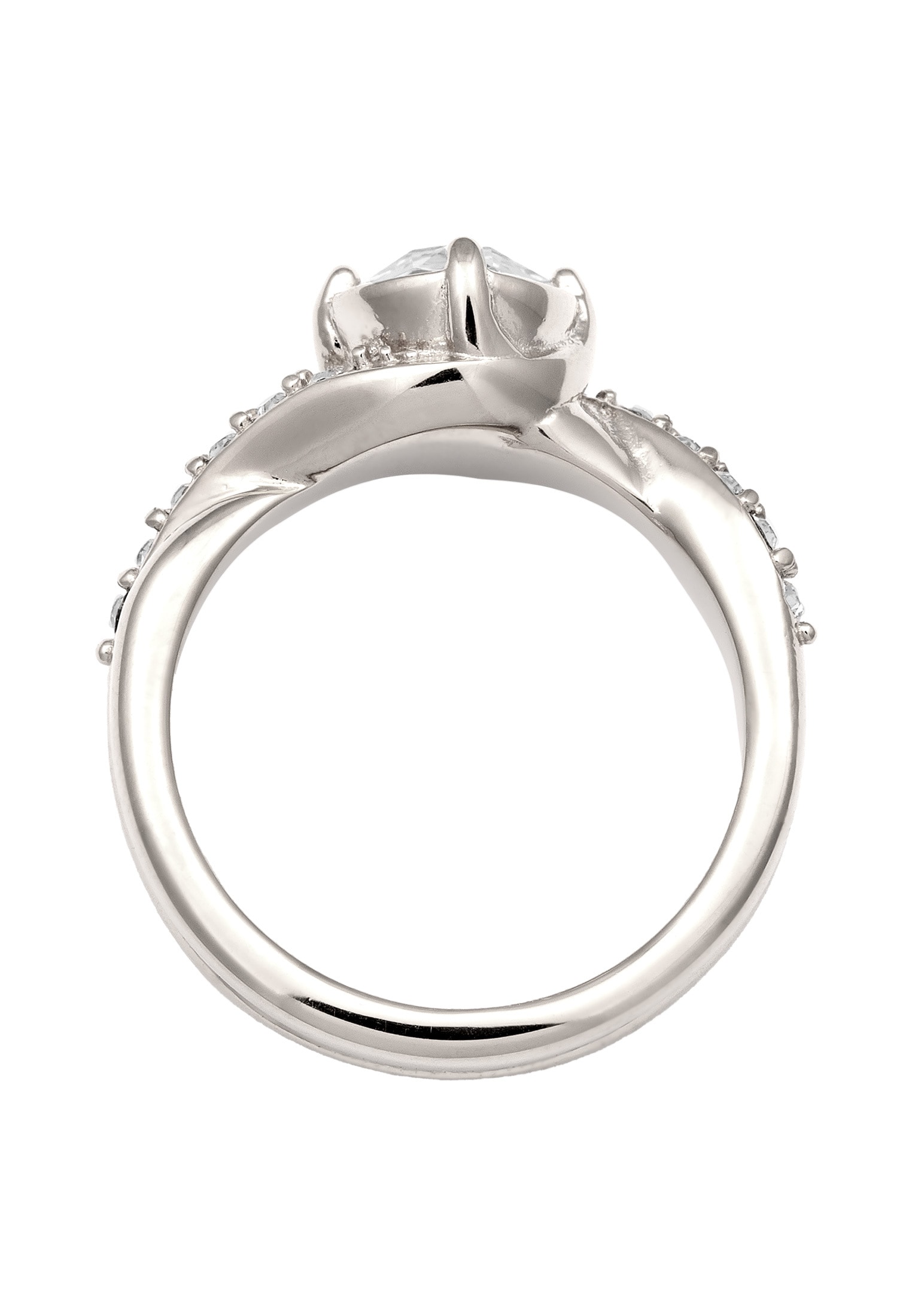 Elli Silberring »Ring Solitär Verlobungsring Glas Kristalle Weiß 925 Sterling Silber«