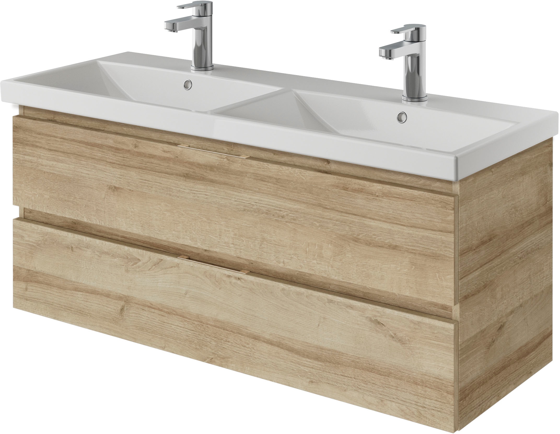 Saphir Badmöbel-Set »Serie 4035 2-teilig, Keramik-Doppelwaschtisch mit LED-Spiegelschrank«, (Set), Doppel-Waschplatz inkl Türdämpfer, 120 cm breit, 2 Schubladen, 3 Türen