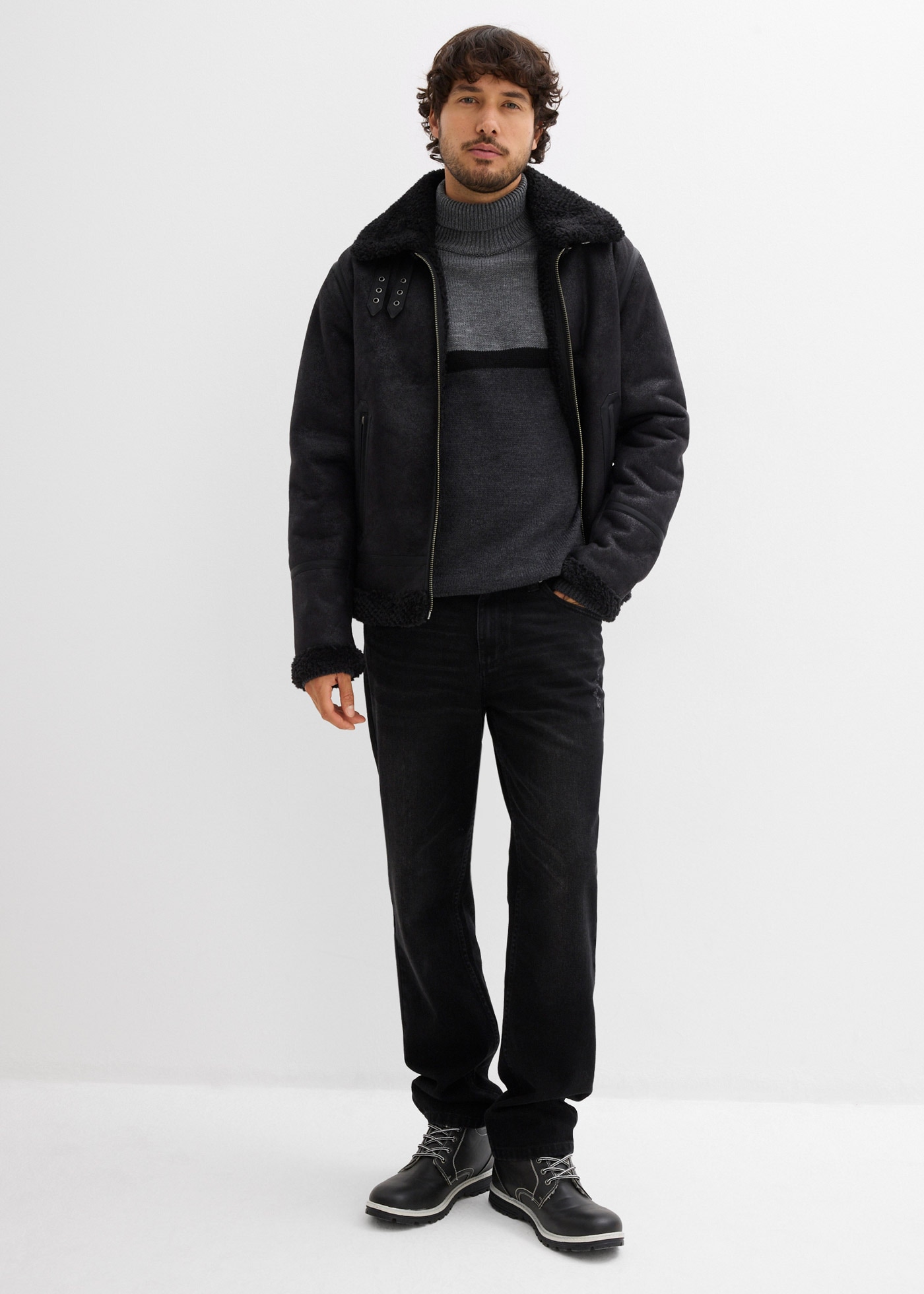 bonprix Rollkragenpullover Rollkragenpullover im Colourblocking-Design