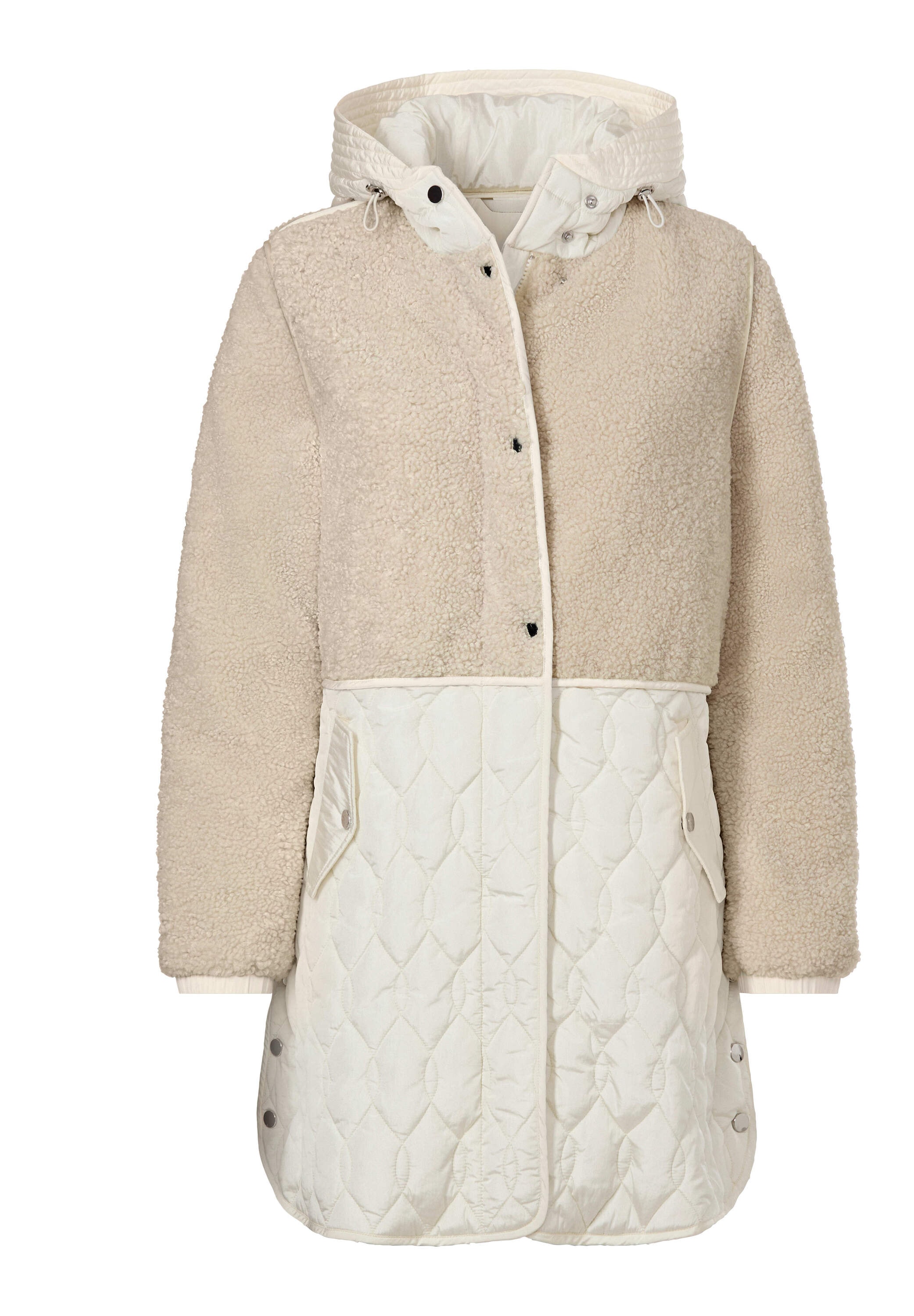 heine Steppjacke »Longjacke Longjacke Materialmix aus Teddy und Stepp« mit Kapuze