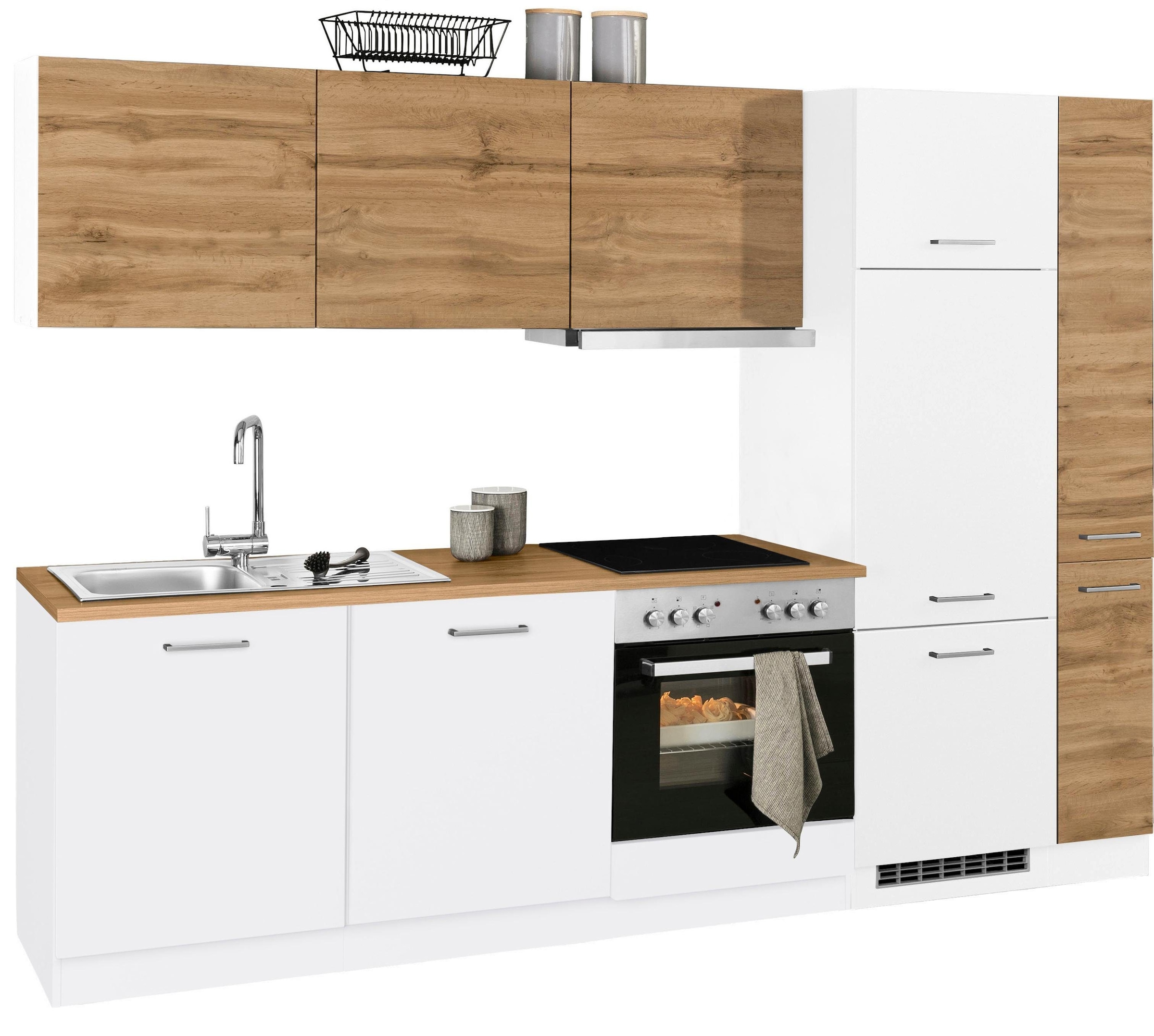 KOCHSTATION Küchenzeile »KS-Kehl«, mit E-Geräten, Breite 270 cm, inkl. Kühlschrank