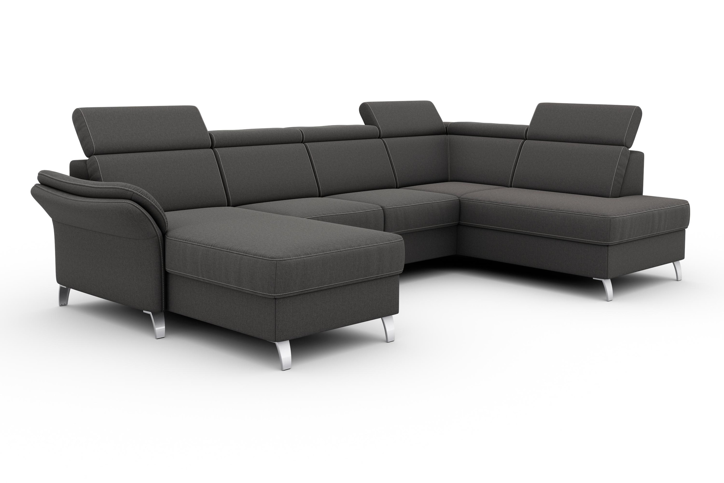 sit&more Wohnlandschaft »Vincenzo U-Form«, inklusive Kopfteilverstellung, wahlweise mit Bettfunktion, Bettkasten