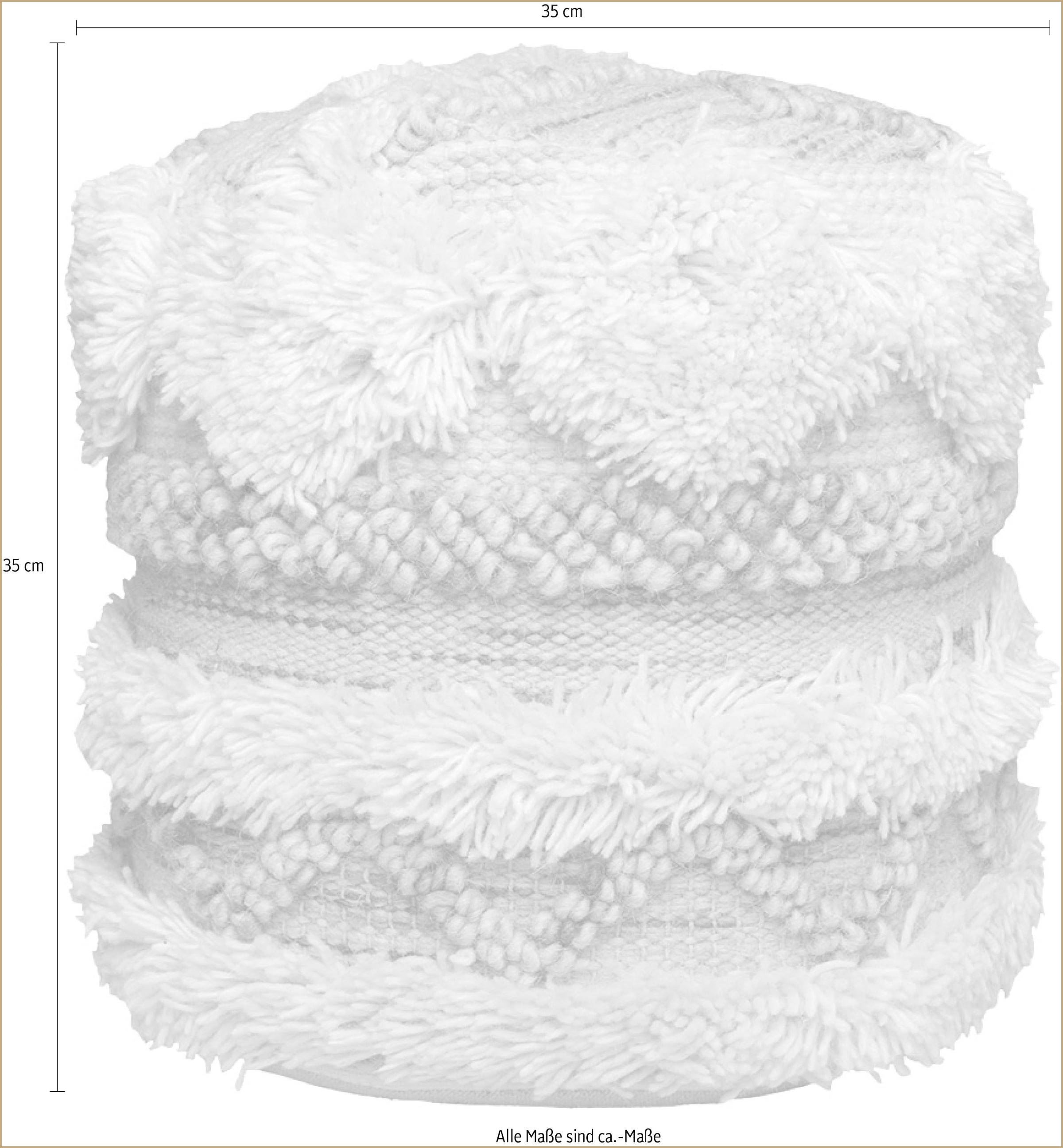 Kayoom Pouf »Bohist 225 35cm x 35cm,   Strukturen mit Fransen und Quasten« 1 Stk. tlg. handgefertigt, Unikat, sehr gut kombinierbar, vielfältig im Einsatz