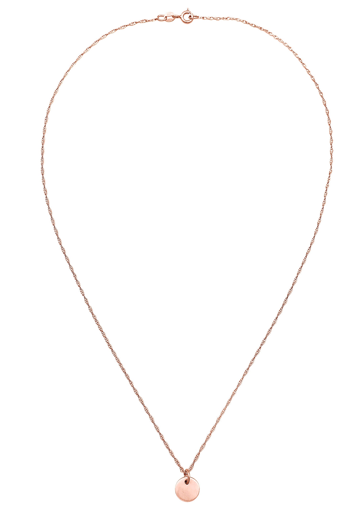 Elli Kette mit Anhänger »Halskette Plättchen Rund Gedrehte Kette 925 Silber«