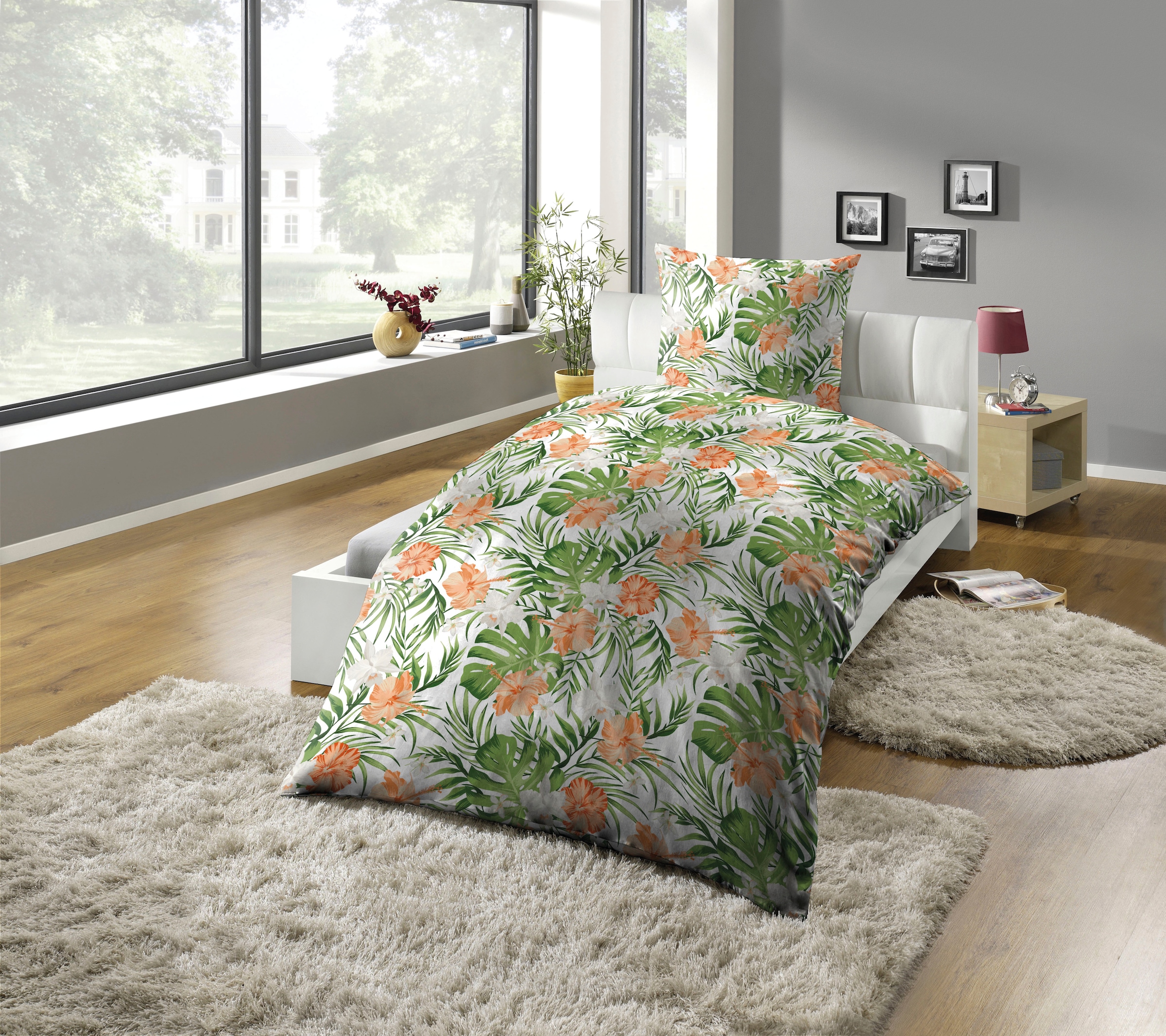 KiNZLER Bettwäsche »Mikrofaser-Satin Bettwäsche "Dschungel grün"«, Pflegeleicht