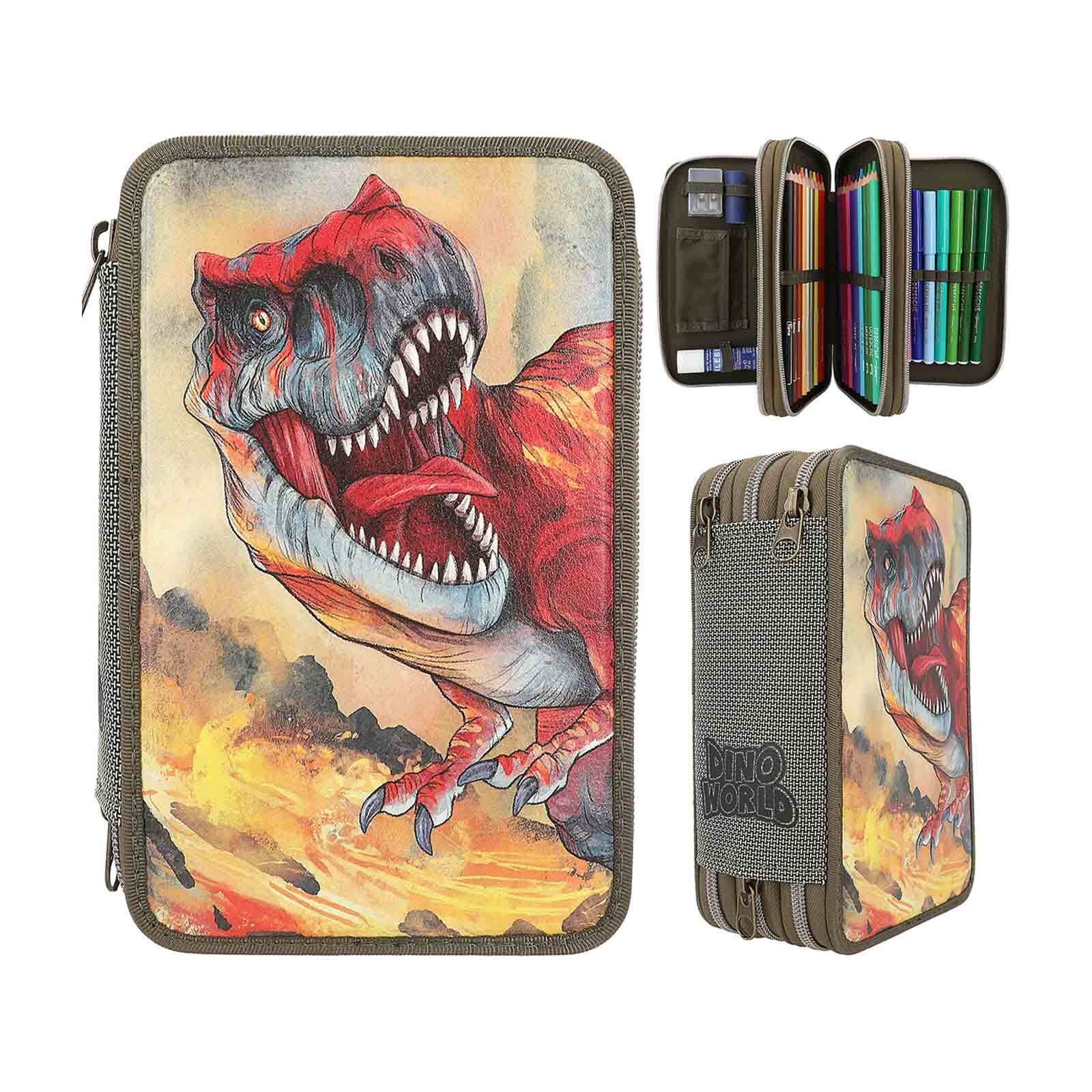 Depesche Buntstift »3-Fach Federtasche mit 3D Effekt Dino World 20 x 13 cm grün«