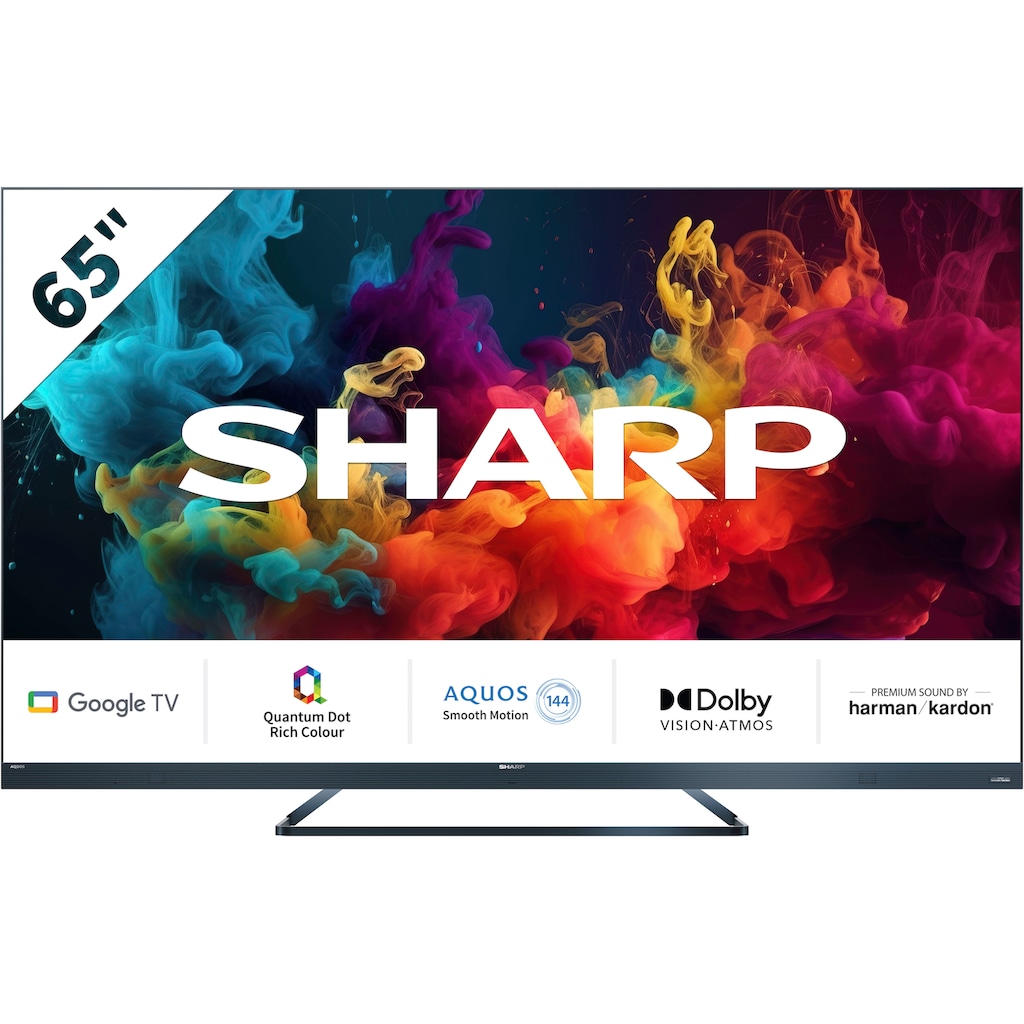Sharp LED-Fernseher »SHARP 65FQ5EG Quantum Dot Google TV 164 cm (65 Zoll) 4K Ultra HD QLED«, 164 cm/65 Zoll, 4K Ultra HD, Google TV, Quantum Dot, QLED, Dolby Atmos, Dolby Vision, HDMI 2.1 mit eARC