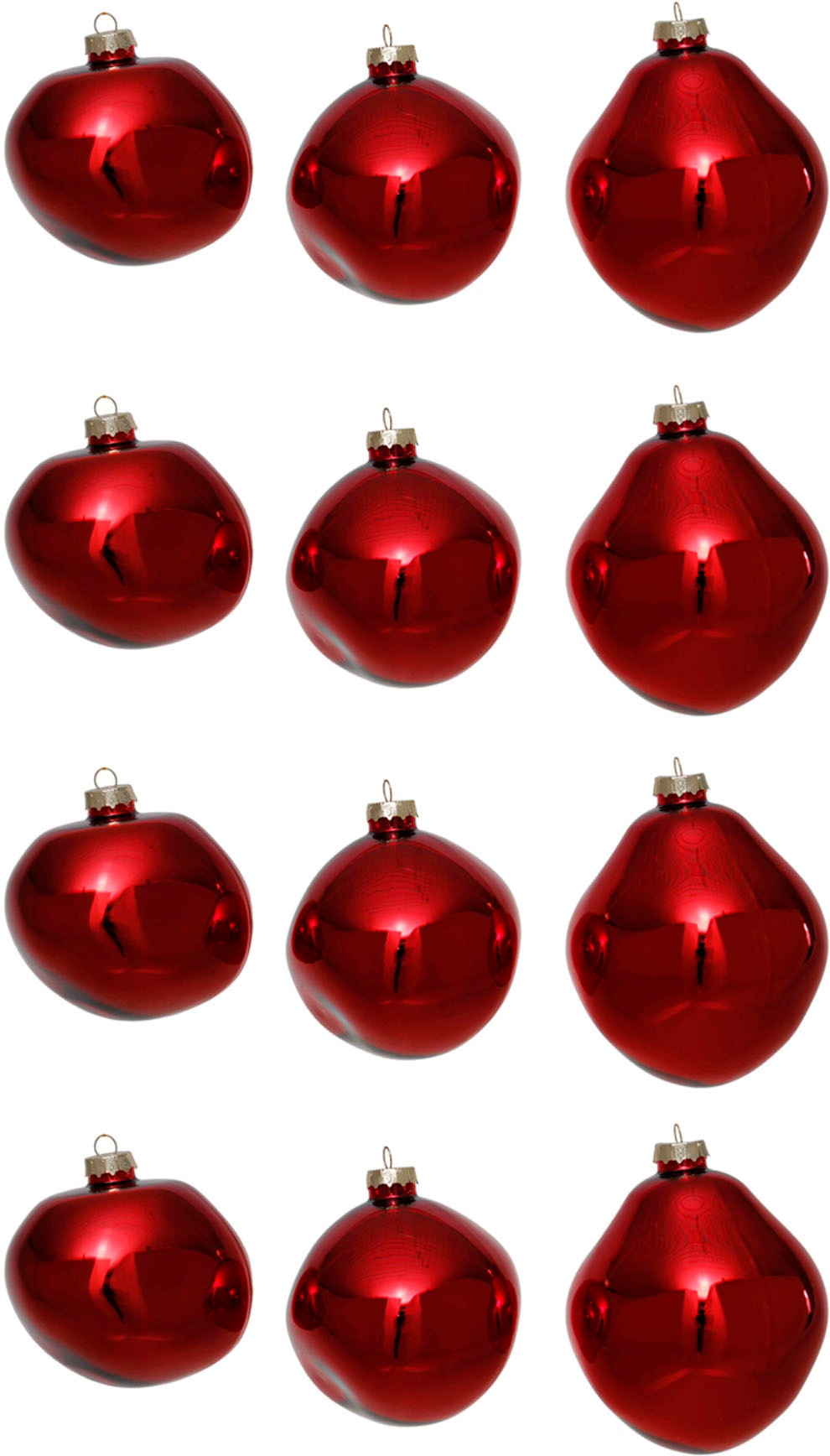 Leonique Weihnachtsbaumkugel »Birdelle glänzend, Weihnachtsdeko, Christbaumschmuck, Christbaumkugeln«, (Set, 12 St.), Baumkugeln in organischer Form, Ø ca. 6 cm, organische Kugeln aus Glas