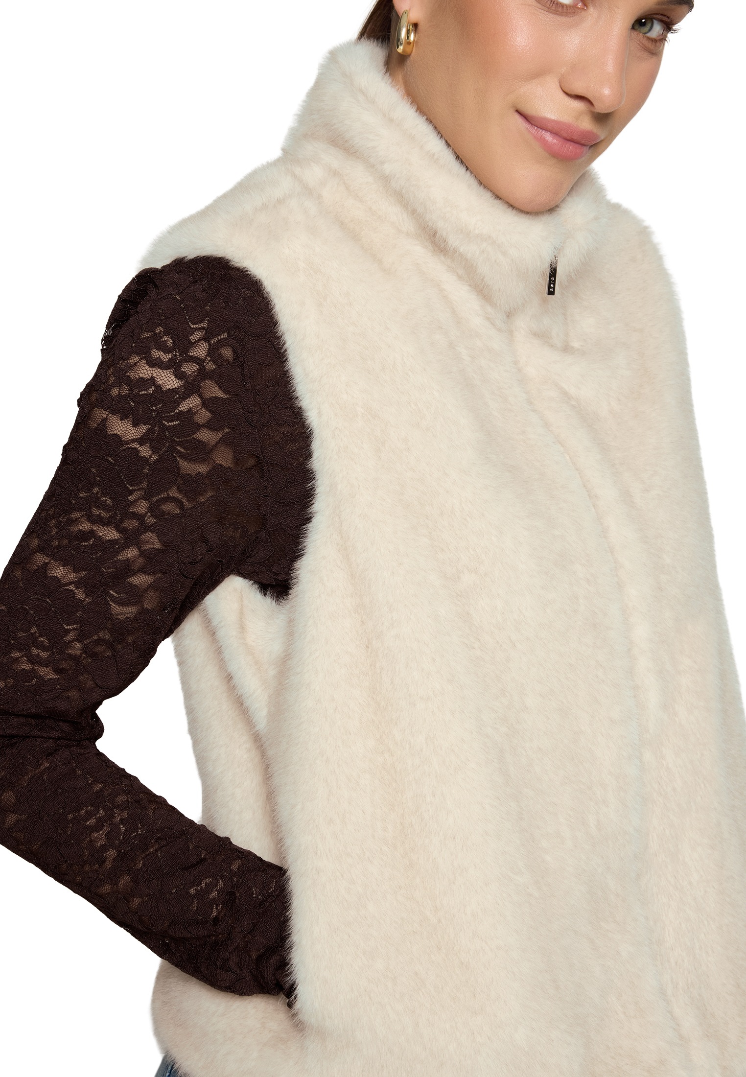 Zero Plüschweste »Fake Fur-Weste mit hohem Kragen«