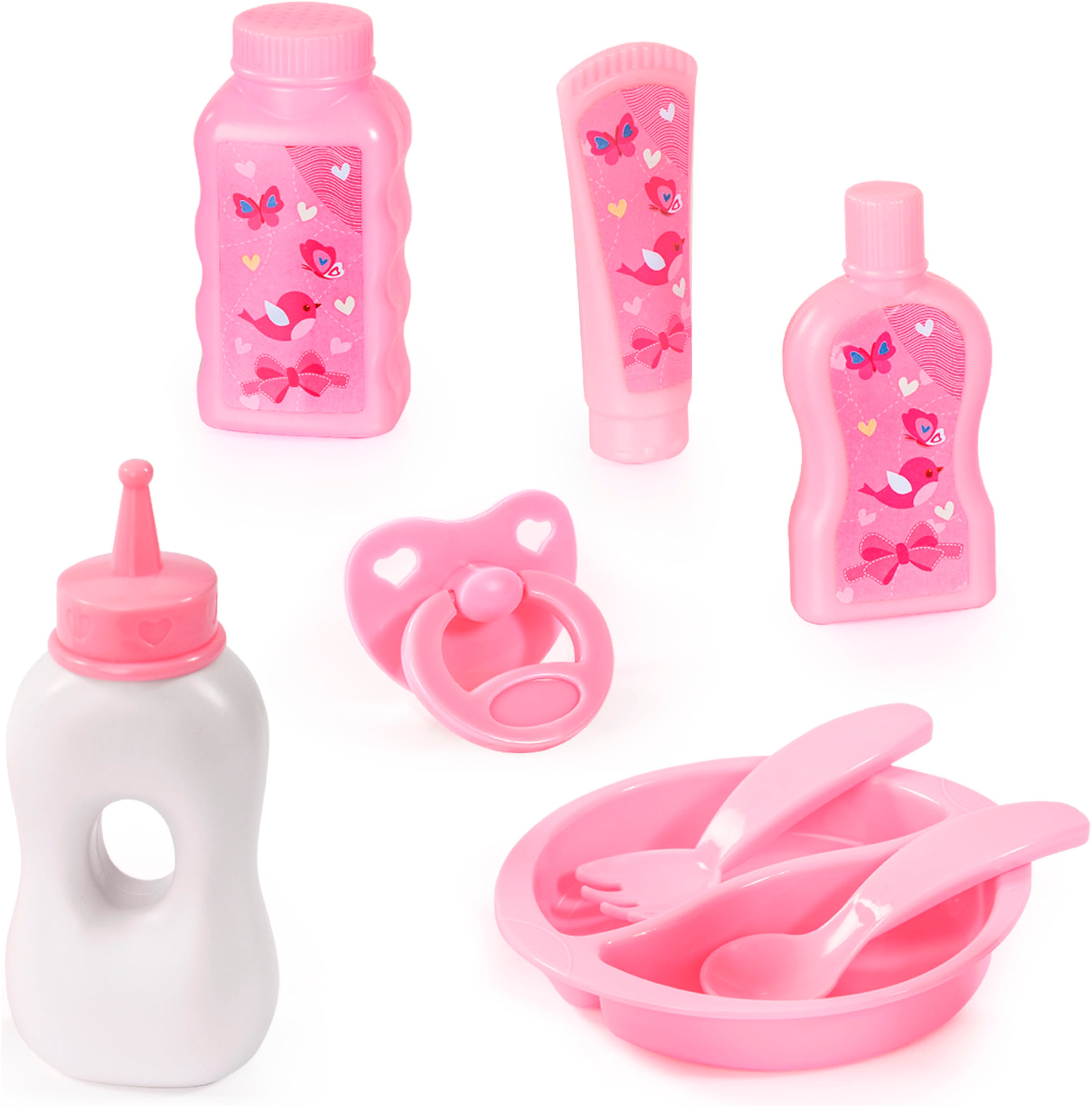 Bayer Puppenmöbel »Puppen-Reisebett und Schlafsack blau/pink«, (Set), mit Schlafsack, Wickeltasche und Zubehör für die Puppenpflege