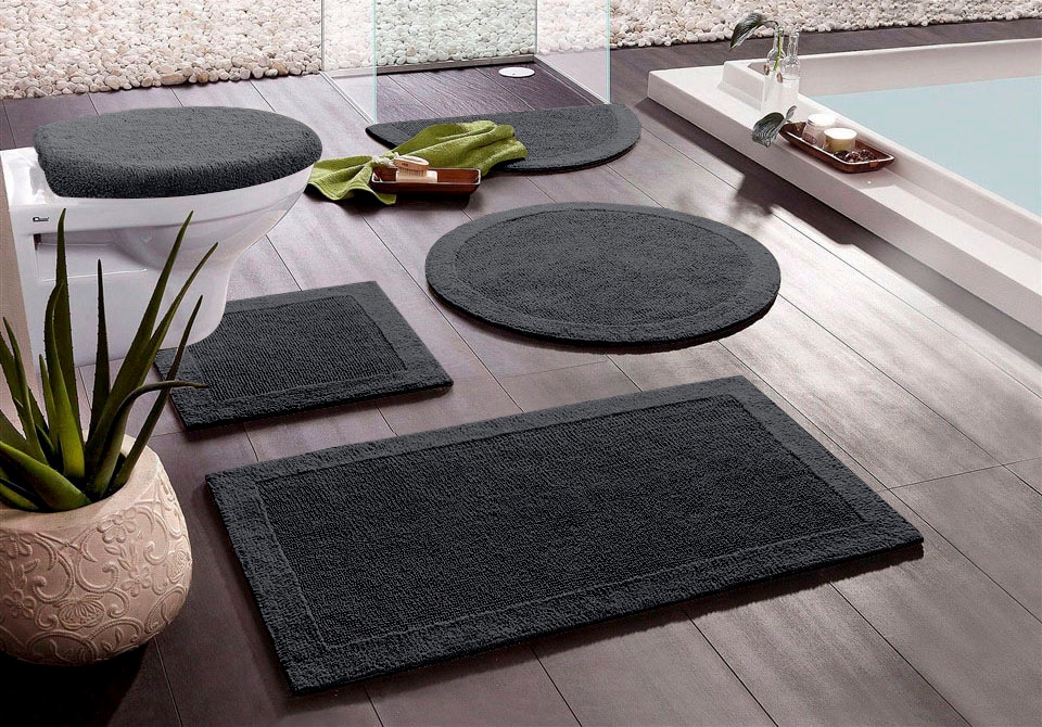 my home Badematte »Kapra, Badvorleger, Badezimmer Teppich«, beidseitig nutzbar-fußbodenheizungsgeeignet-strapazierfähig, mit Bordüre, Badteppich, Badematte