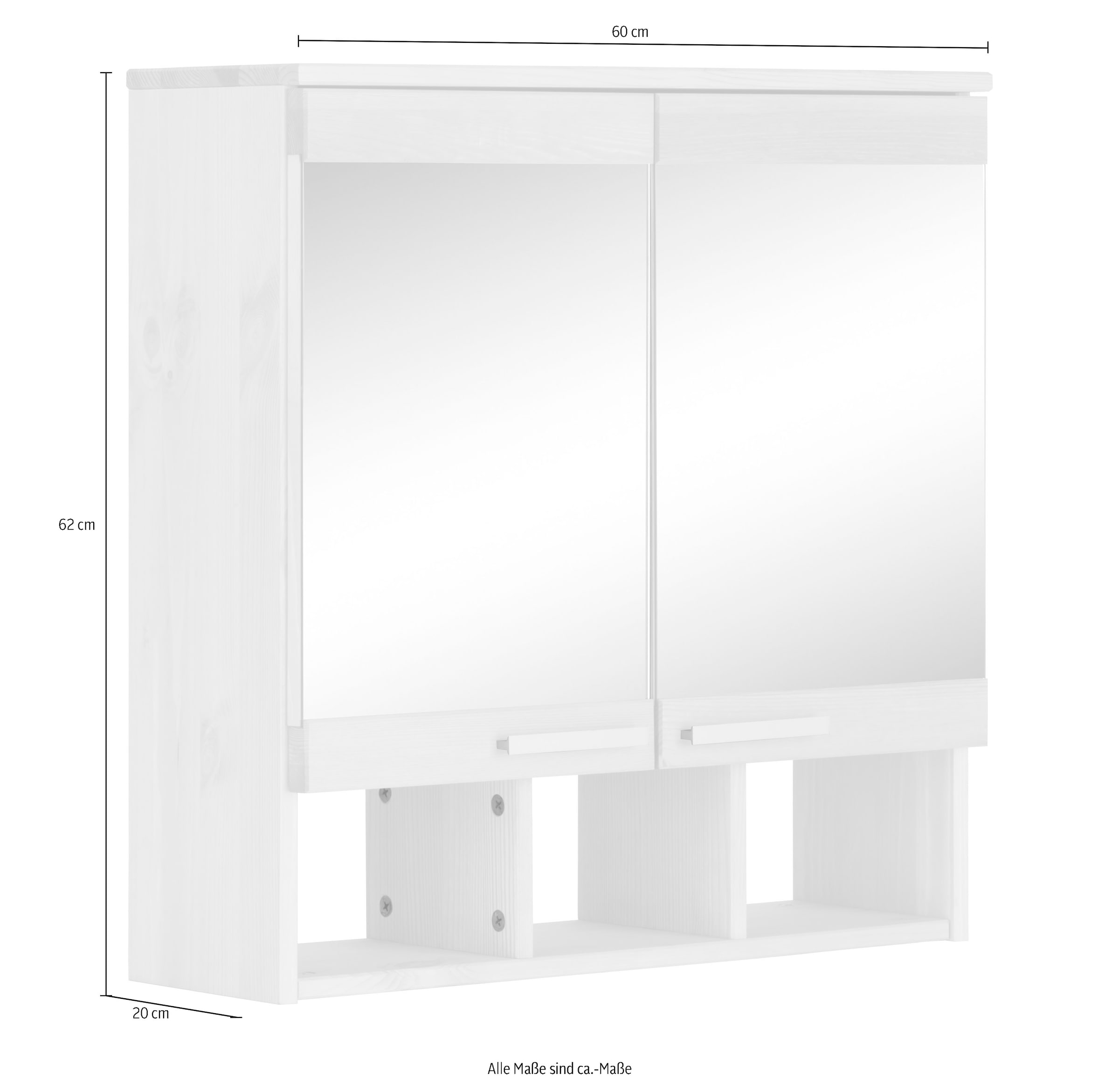 Home affaire Spiegelschrank »JOSIE«, Breite 60 cm, aus Massivholz, verstellbarer Einlegeboden, Metallgriffe